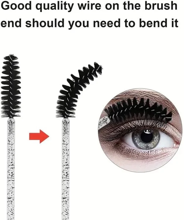 برس مژه یکبار مصرف 100 عددی، برس ابرو برای لمینت. مناسب برای مژه مصنوعی یا صابون ابرو، ژل یا چسب. دارای سری های عصایی خم شو