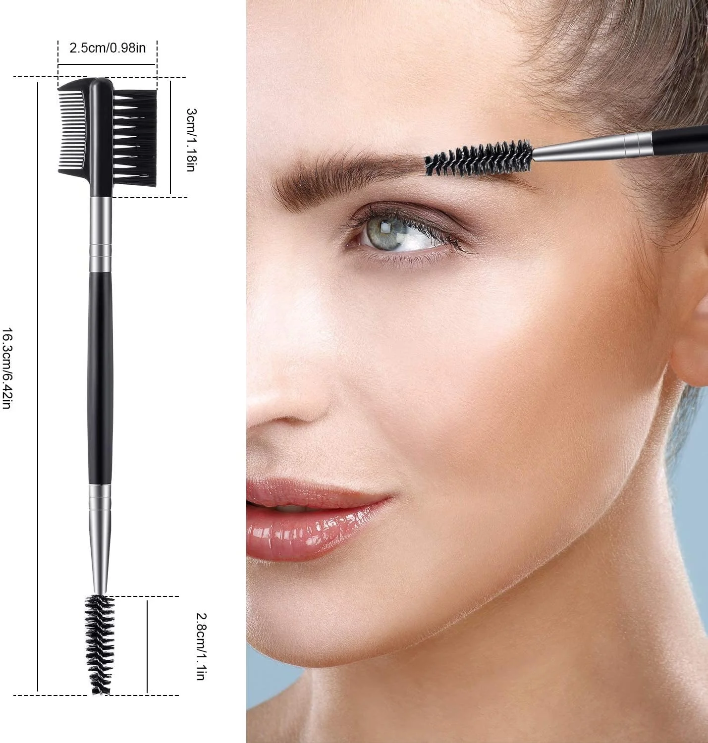 ست 4 عددی برس مژه و ابرو دو طرفه، جدا کننده مژه و ابزار حالت دهی ابرو، برس آرایشی قابل شستشو و استفاده مجدد با دندانه های ظریف برای خانم ها، جمع و جور برای استفاده در سفر و منزل، مشکی ست 4 عددی برس مژه و ابرو دو طرفه، جدا کننده مژه و ابزار حالت دهی ابرو، برس آرایشی قابل شستشو و استفاده مجدد با دندانه های ظریف برای خانم ها، جمع و جور برای استفاده در سفر و منزل، مشکی