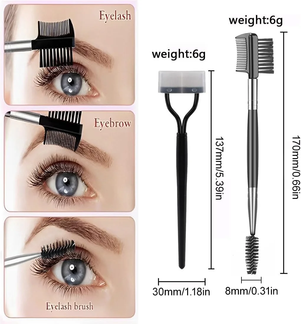 ست برس ابرو 3 عددی، شانه ابرو استیل ضد زنگ، شانه ابرو/مژه زاویه دار دوتایی برای مراقبت از ابرو بانوان ست برس ابرو 3 عددی، شانه ابرو استیل ضد زنگ، شانه ابرو/مژه زاویه دار دوتایی برای مراقبت از ابرو بانوان