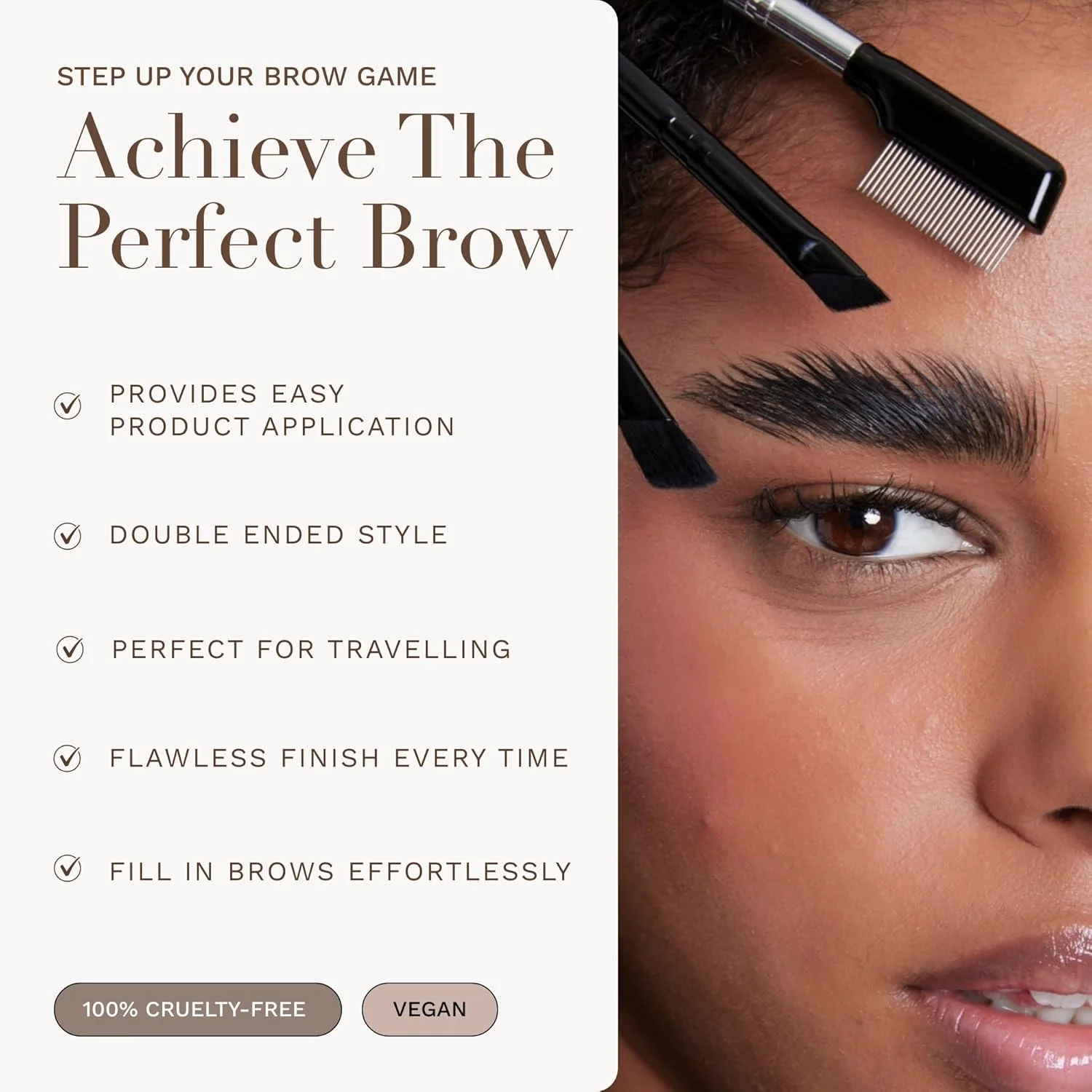 براش ابرو Byellie، دو سر با شانه ابرو و برس دقیق، مناسب برای استفاده از ژل و وکس ابرو، حالت دهنده و فرم دهنده، استفاده آسان برای داشتن ابروهای کرکی، آرایش طبیعی، وگان و بدون تست حیوانی