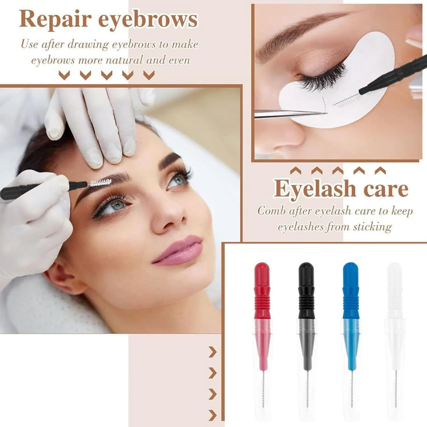 برس ابرو 30/30/60 عددی به همراه درپوش، ابزار مرتب سازی ابرو، برس اسپولی برای لمینت ابرو و جزئیات آرایش