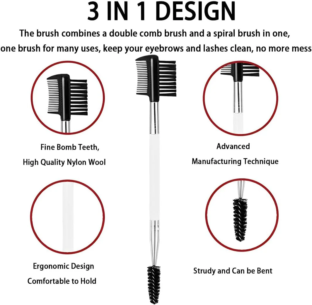 ست برس ابرو 3 عددی، شانه ابرو استیل ضد زنگ، شانه ابرو/مژه زاویه دار دوتایی برای مراقبت از ابرو بانوان ست برس ابرو 3 عددی، شانه ابرو استیل ضد زنگ، شانه ابرو/مژه زاویه دار دوتایی برای مراقبت از ابرو بانوان
