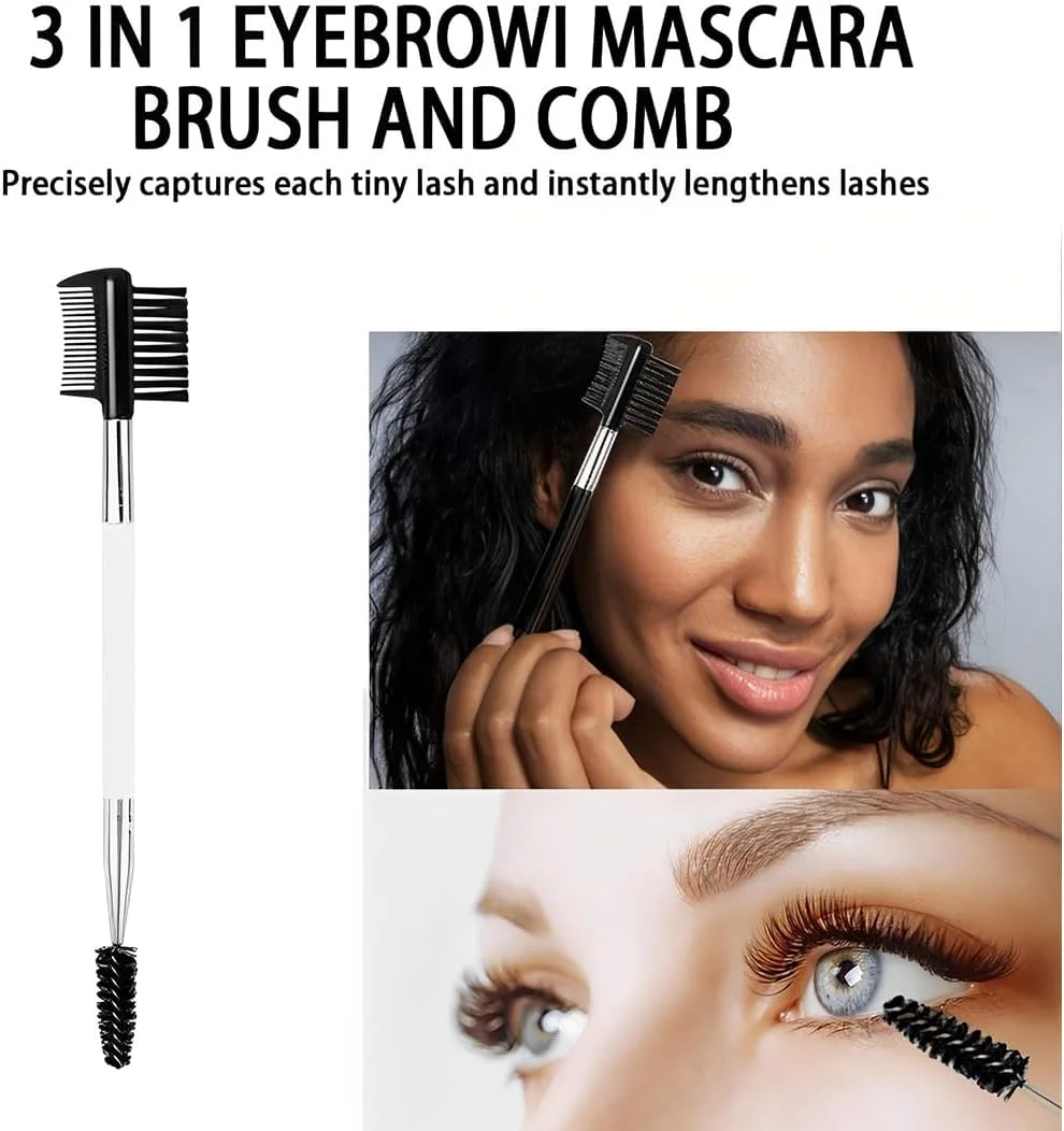 ست برس ابرو 3 عددی، شانه ابرو استیل ضد زنگ، شانه ابرو/مژه زاویه دار دوتایی برای مراقبت از ابرو بانوان ست برس ابرو 3 عددی، شانه ابرو استیل ضد زنگ، شانه ابرو/مژه زاویه دار دوتایی برای مراقبت از ابرو بانوان