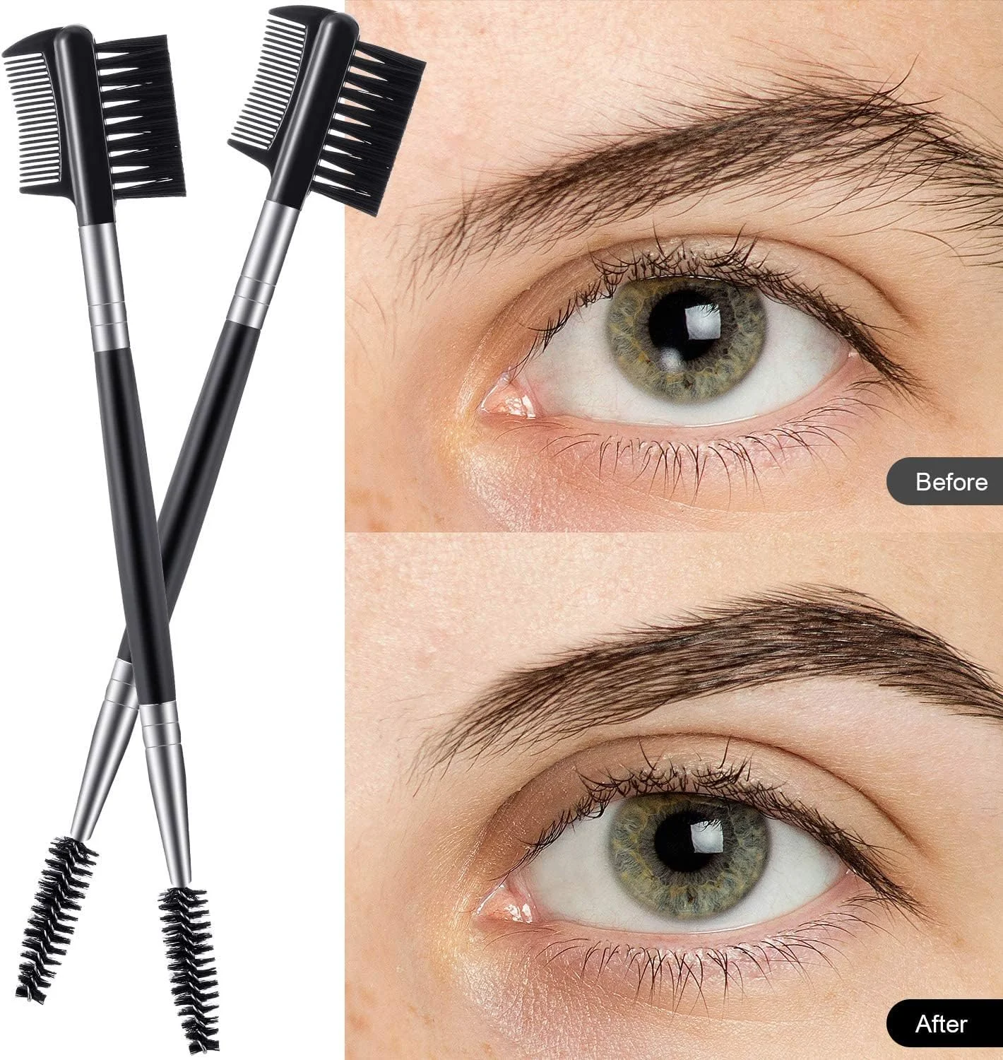 ست 4 عددی برس مژه و ابرو دو طرفه، جدا کننده مژه و ابزار حالت دهی ابرو، برس آرایشی قابل شستشو و استفاده مجدد با دندانه های ظریف برای خانم ها، جمع و جور برای استفاده در سفر و منزل، مشکی ست 4 عددی برس مژه و ابرو دو طرفه، جدا کننده مژه و ابزار حالت دهی ابرو، برس آرایشی قابل شستشو و استفاده مجدد با دندانه های ظریف برای خانم ها، جمع و جور برای استفاده در سفر و منزل، مشکی