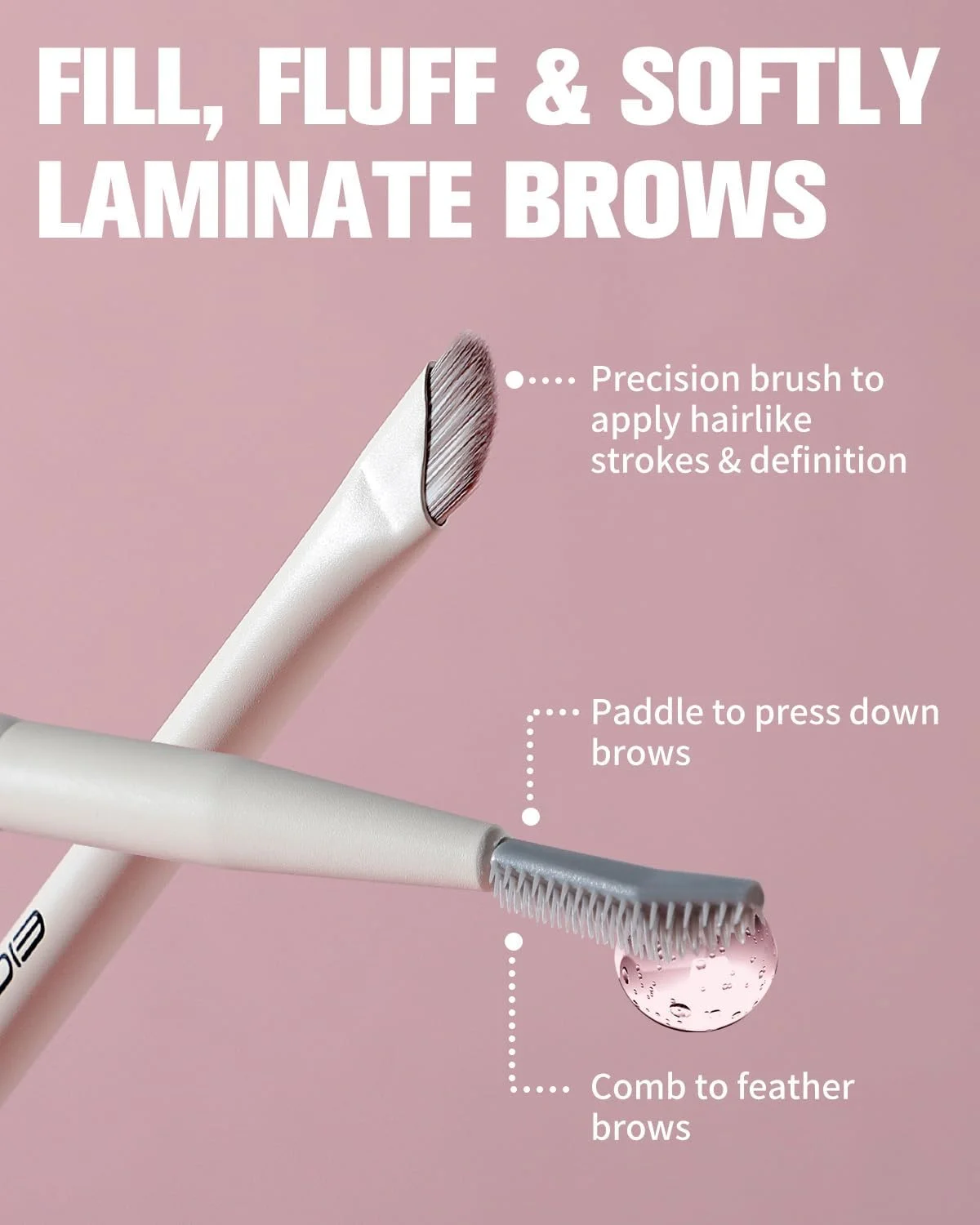 براش ابرو EIGSHOW، براش آرایشی دو طرفه با شانه ابرو، براش ابرو زاویه دار، ابزار آرایش حرفه ای برای حالت دادن و مشخص کردن ابروها (D109B بژ)