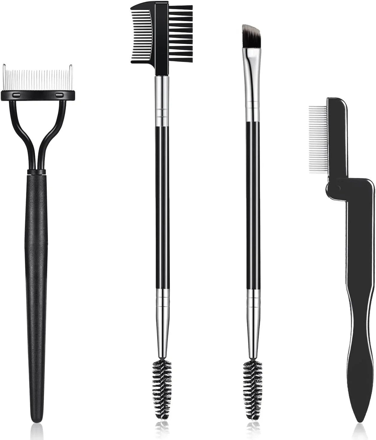 ست ابزار آرایش چشم حرفه ای شامل برس ابرو، شانه مژه، جداکننده مژه و برس اسپولی (4 تکه) ست ابزار آرایش چشم حرفه ای شامل برس ابرو، شانه مژه، جداکننده مژه و برس اسپولی (4 تکه)