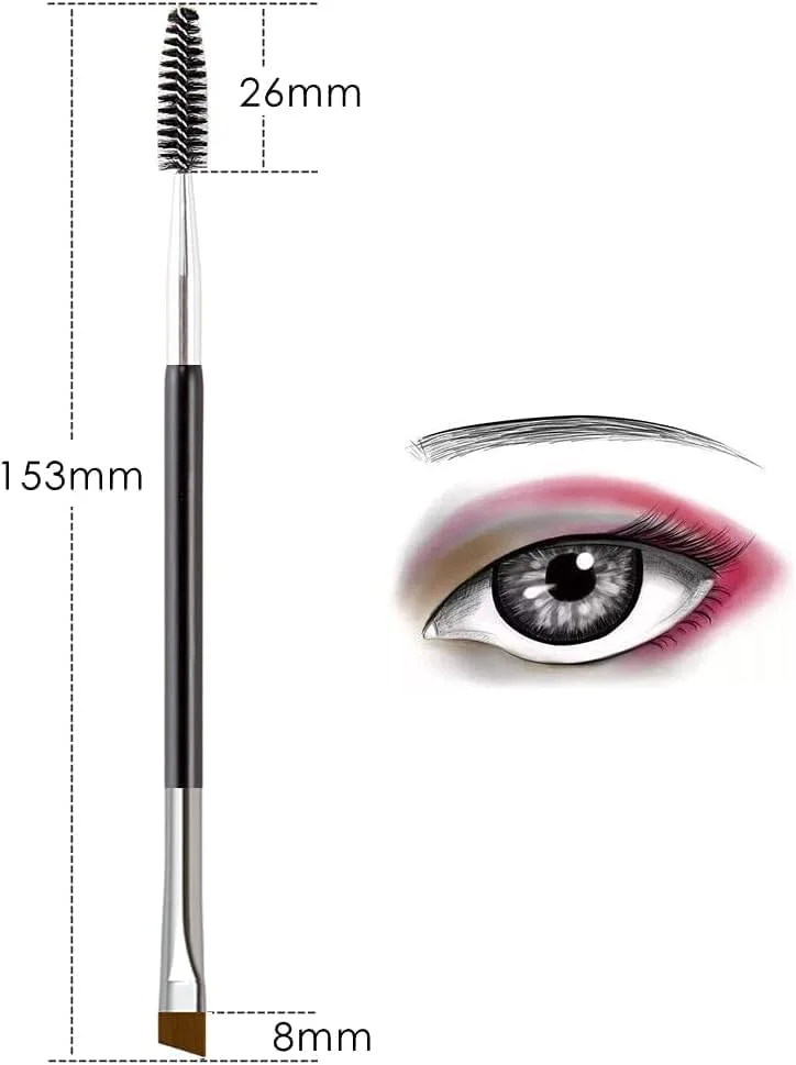 ست 5 عددی برس ابرو دو طرفه، برس مژه زاویه دار حرفه ای، برس های چوبی اسپولی، شانه ابرو برای زنان، برس ابرو دوتایی، برس ابرو زاویه دار و برس اسپولی، شانه مژه ابرو (مشکی)