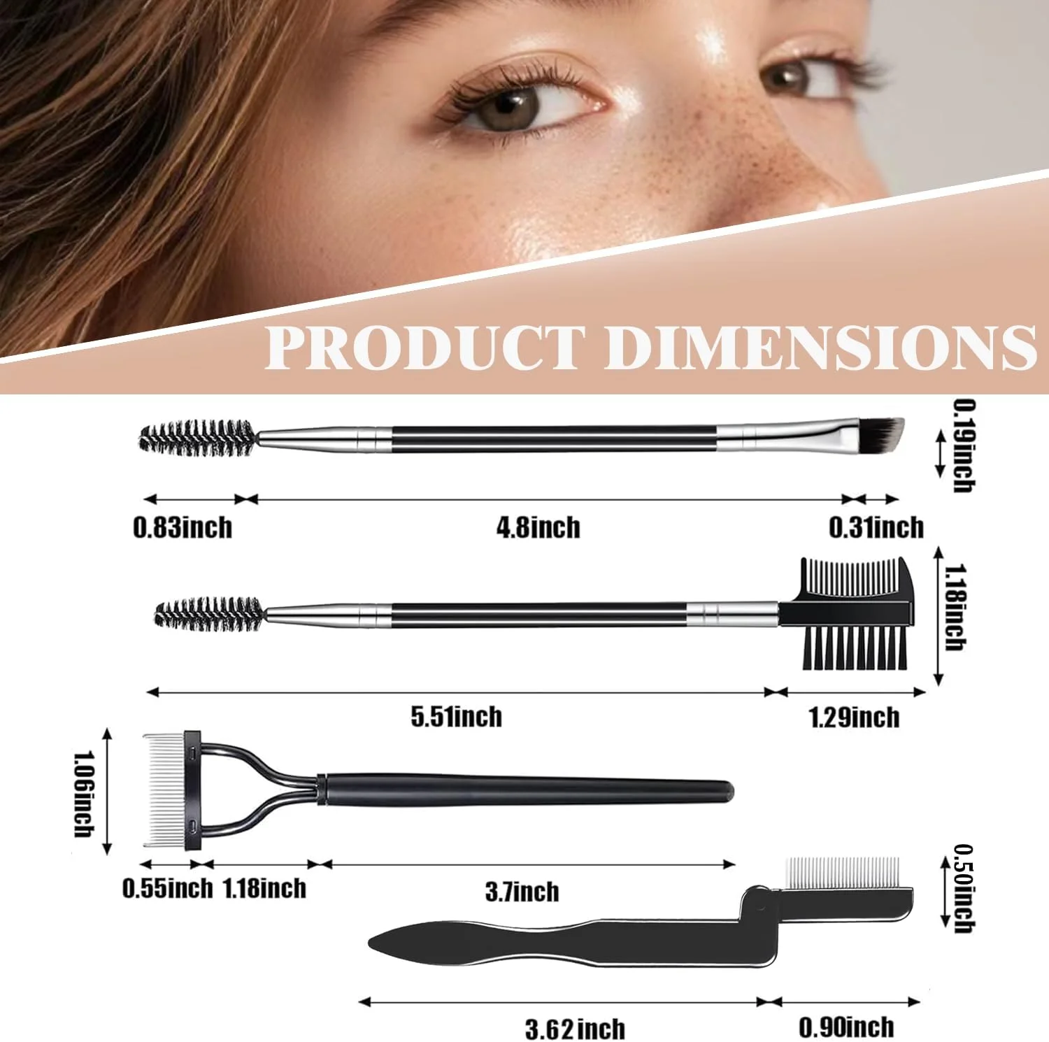 ست ابزار آرایش چشم حرفه ای شامل برس ابرو، شانه مژه، جداکننده مژه و برس اسپولی (4 تکه) ست ابزار آرایش چشم حرفه ای شامل برس ابرو، شانه مژه، جداکننده مژه و برس اسپولی (4 تکه)