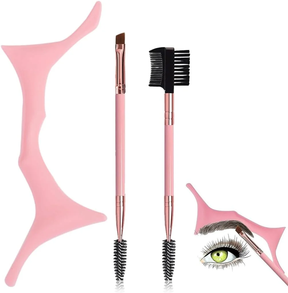 ابزار آرایش چشم 3 تکه Gleva، برس ابرو، شانه مژه و برس سایه چشم، شابلون های شکل دهنده ابرو سیلیکونی قابل استفاده مجدد، ابزار جانبی زیبایی آرایش حرفه ای ابزار آرایش چشم 3 تکه Gleva، برس ابرو، شانه مژه و برس سایه چشم، شابلون های شکل دهنده ابرو سیلیکونی قابل استفاده مجدد، ابزار جانبی زیبایی آرایش حرفه ای