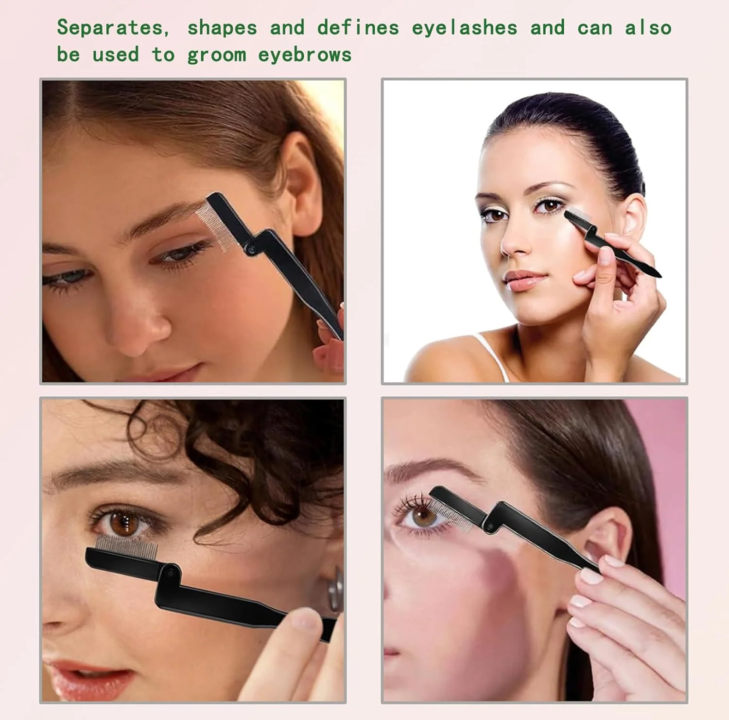شانه تاشو استیل ضد زنگ جدا کننده مژه و ابرو، برس آرایشی قابل حمل برای دختران و زنان، ابزار بادوام ابرو - مشکی شانه تاشو استیل ضد زنگ جدا کننده مژه و ابرو، برس آرایشی قابل حمل برای دختران و زنان، ابزار بادوام ابرو - مشکی