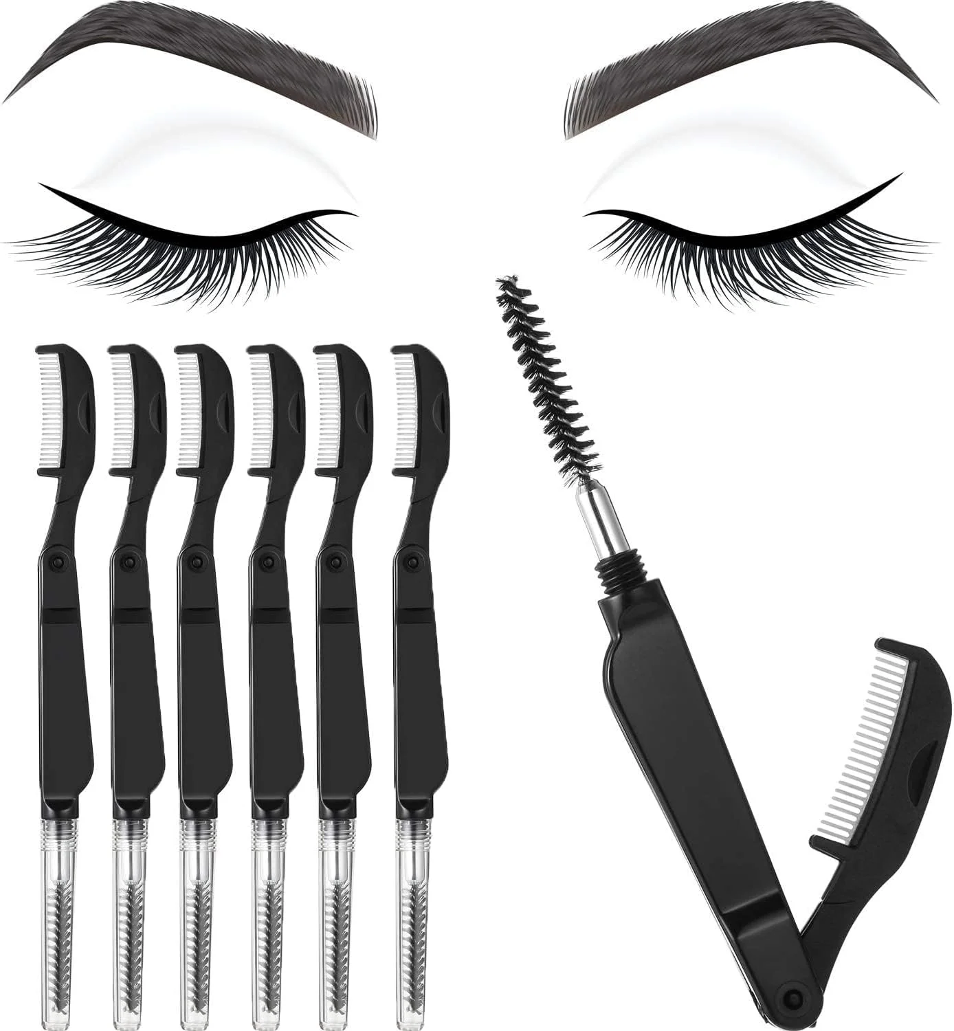 شانه مژه تاشو خزنه 6 عددی، شانه ابرو دندانه جداکننده مژه برس ابرو ابزار حرفه ای برای مشخص کردن مژه و ابرو شانه مژه تاشو خزنه 6 عددی، شانه ابرو دندانه جداکننده مژه برس ابرو ابزار حرفه ای برای مشخص کردن مژه و ابرو