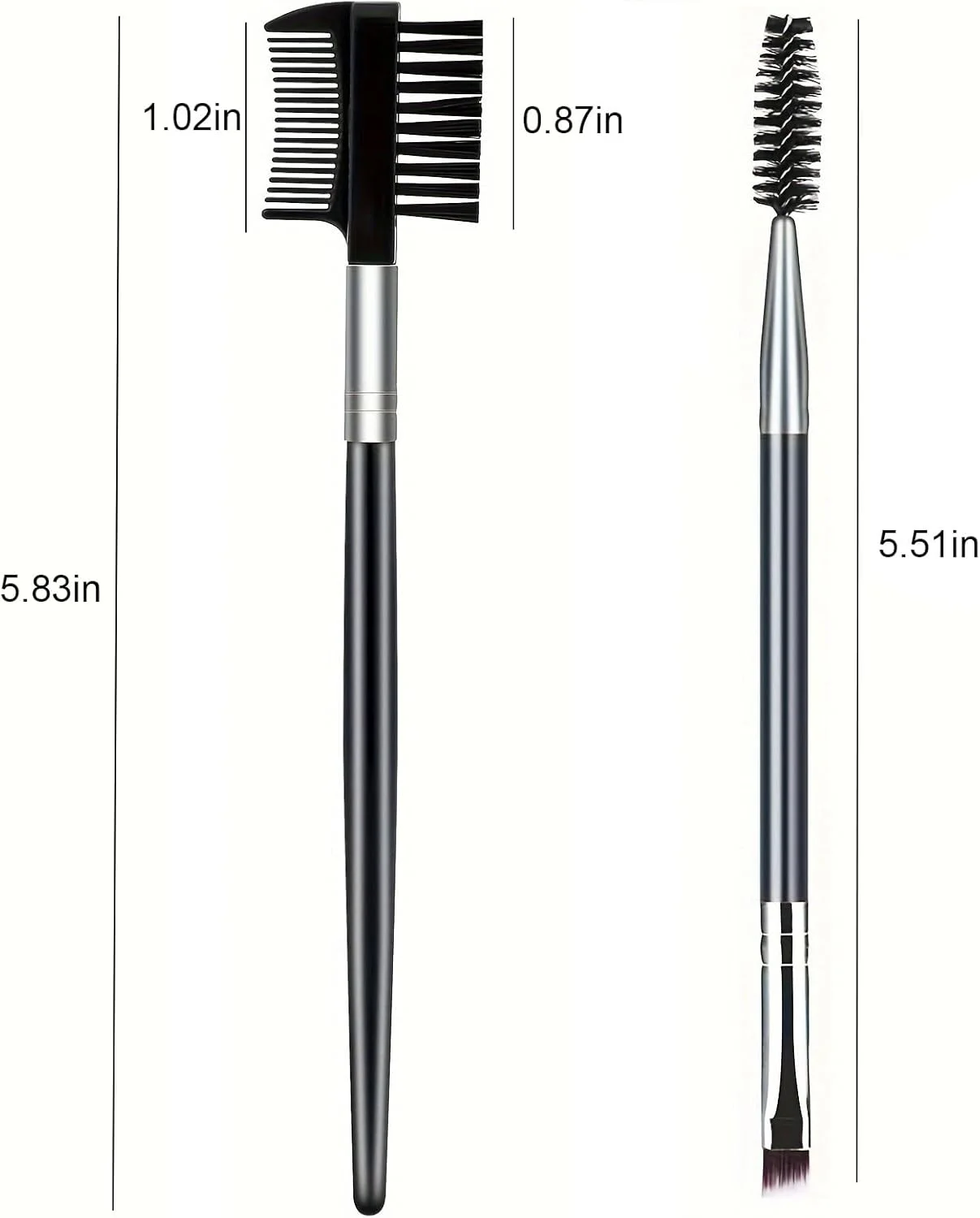 JDYYICZ 2PCS- 1 برس ابرو و 1 برس فرم دهنده مژه، برس ابرو زاویه دار دو طرفه حرفه ای و برس اسپولی، شانه مژه، ابزار آرایش برای حالت دادن به مژه ها (مشکی) JDYYICZ 2PCS- 1 برس ابرو و 1 برس فرم دهنده مژه، برس ابرو زاویه دار دو طرفه حرفه ای و برس اسپولی، شانه مژه، ابزار آرایش برای حالت دادن به مژه ها (مشکی)