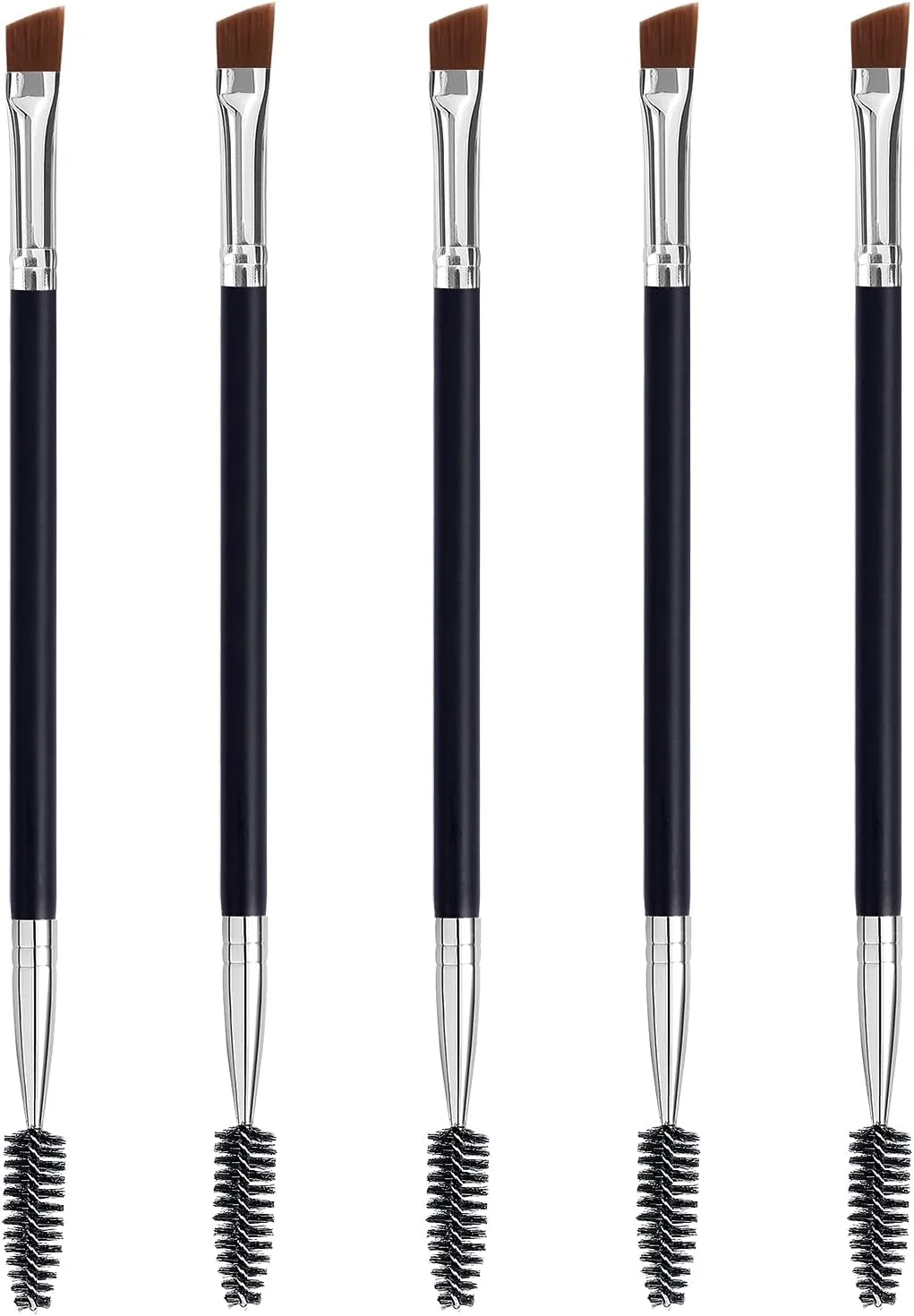 برس ابرو دوتایی LOOKSEVEN، برس ابرو زاویه دار و برس اسپولی، ابزار برس ابرو شانه مژه (5 عدد) برس ابرو دوتایی LOOKSEVEN، برس ابرو زاویه دار و برس اسپولی، ابزار برس ابرو شانه مژه (5 عدد)