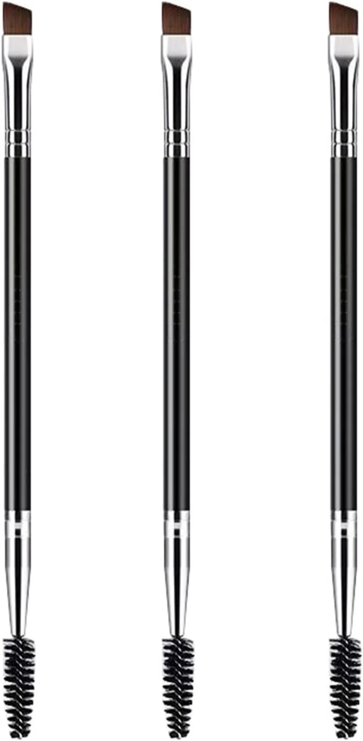 ست برس ابرو دو سر لامفله 3 عددی، برس ابرو زاویه دار دوگانه حرفه ای، برس آرایش چشم مارپیچی اریب، دسته پلاستیکی، برس مژه، شانه مژه حرفه ای، ابزار ابرو A