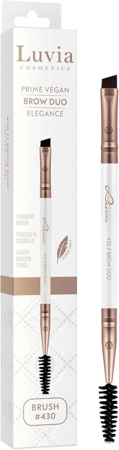 برس آرایشی حرفه ای Luvia Cosmetics، برس آرایش ابرو، برس ابرو، برس زاویه دار تخت، چند منظوره، برس وگان، 430 // Brow Duo - Elegance برس آرایشی حرفه ای Luvia Cosmetics، برس آرایش ابرو، برس ابرو، برس زاویه دار تخت، چند منظوره، برس وگان، 430 // Brow Duo - Elegance