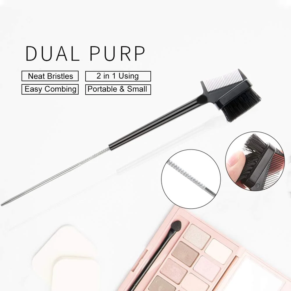 برس ابرو و مژه 2 در 1 Fawoonu، شانه ابرو و مژه، برس آرایشی حرفه ای، شکل دهنده ابرو و مژه، ابزار آرایش چشم