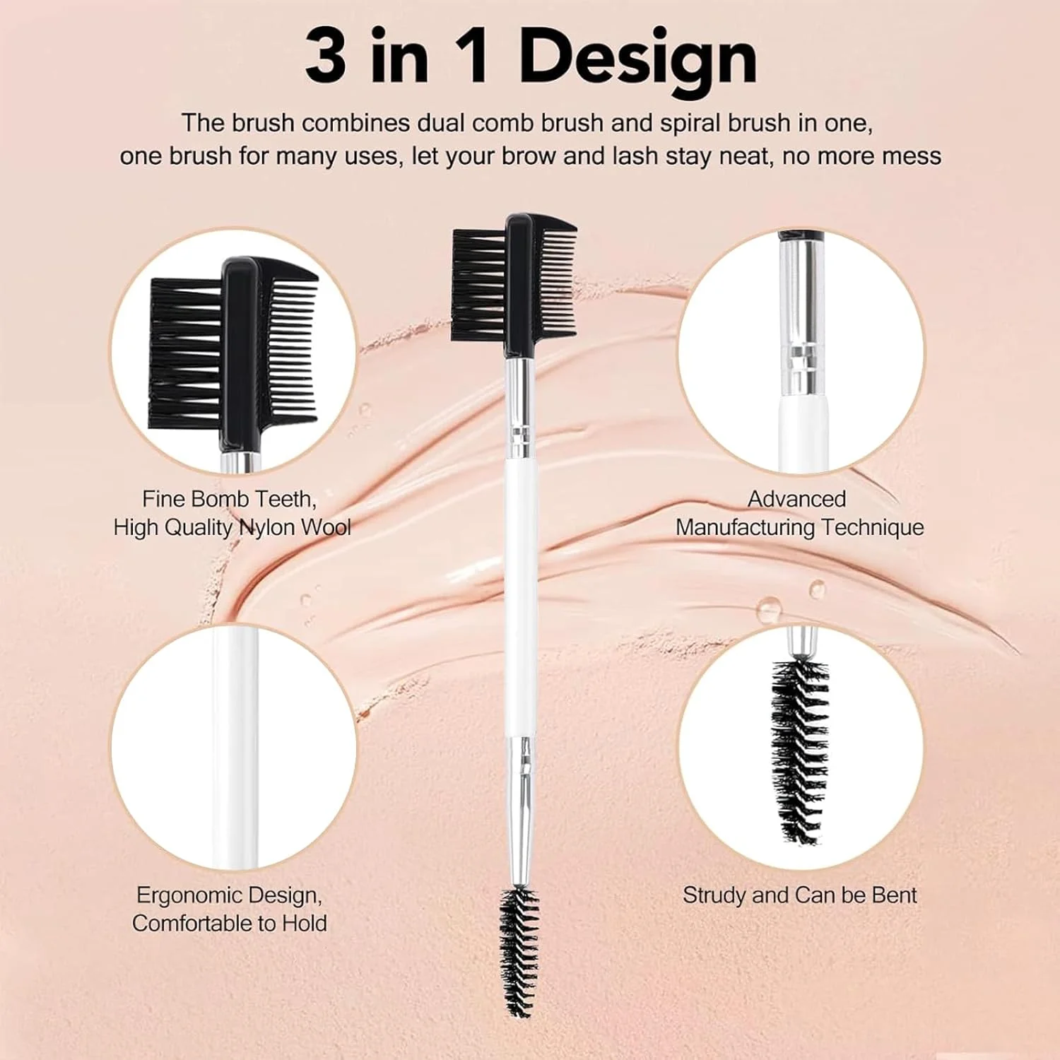 ابزار آرایشی و فرم دهنده ابرو و مژه 3 سر، شانه مژه، برس دو سر، به همراه 3 برس اسپولی متفاوت برای جدا کردن مژه ها، از بین بردن توده های ریمل، مرتب کردن و حالت دادن به ابرو ابزار آرایشی و فرم دهنده ابرو و مژه 3 سر، شانه مژه، برس دو سر، به همراه 3 برس اسپولی متفاوت برای جدا کردن مژه ها، از بین بردن توده های ریمل، مرتب کردن و حالت دادن به ابرو