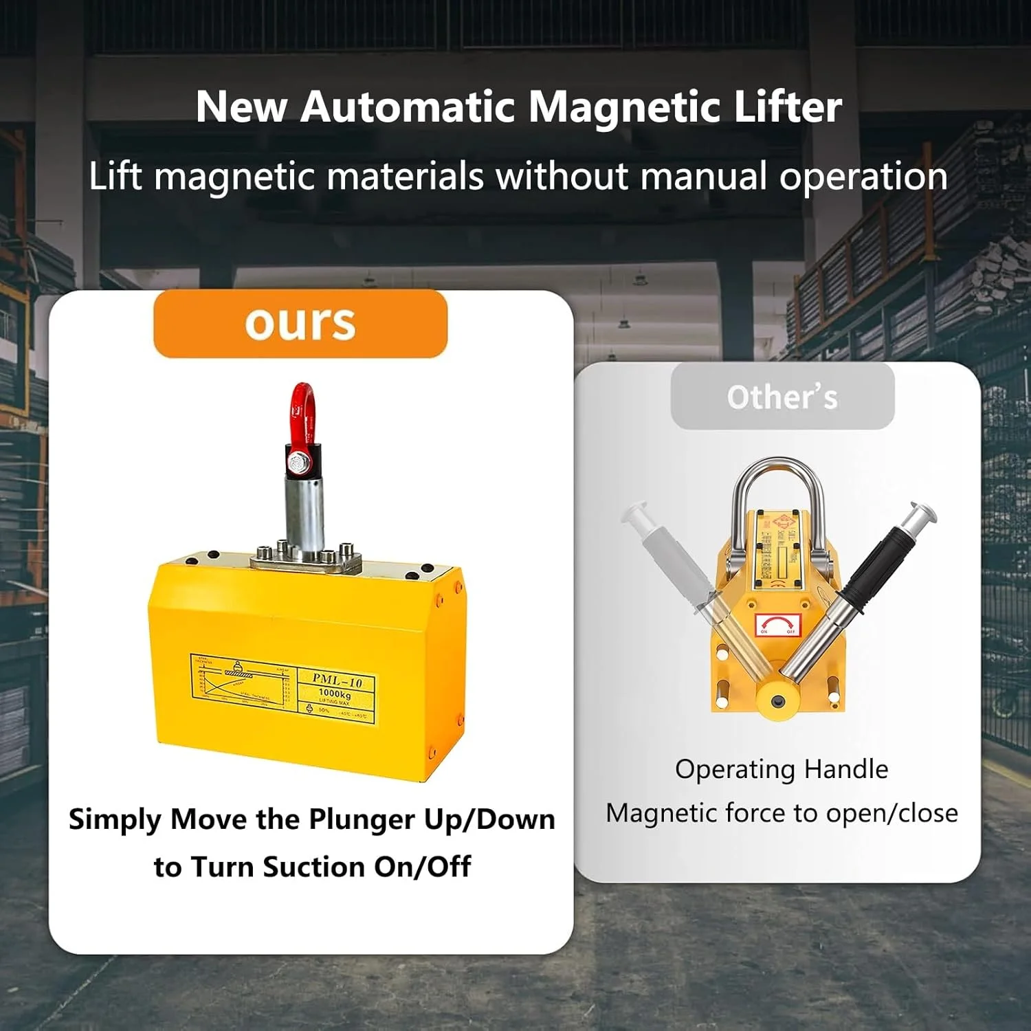 بالابر مغناطیسی تمام اتوماتیک سنگین، بدون نیاز به عملکرد دستی، آهنربای بالابر 1000 کیلوگرمی برای جرثقیل های کارگاهی، بالابرها، صفحات فولادی، فولاد گرد