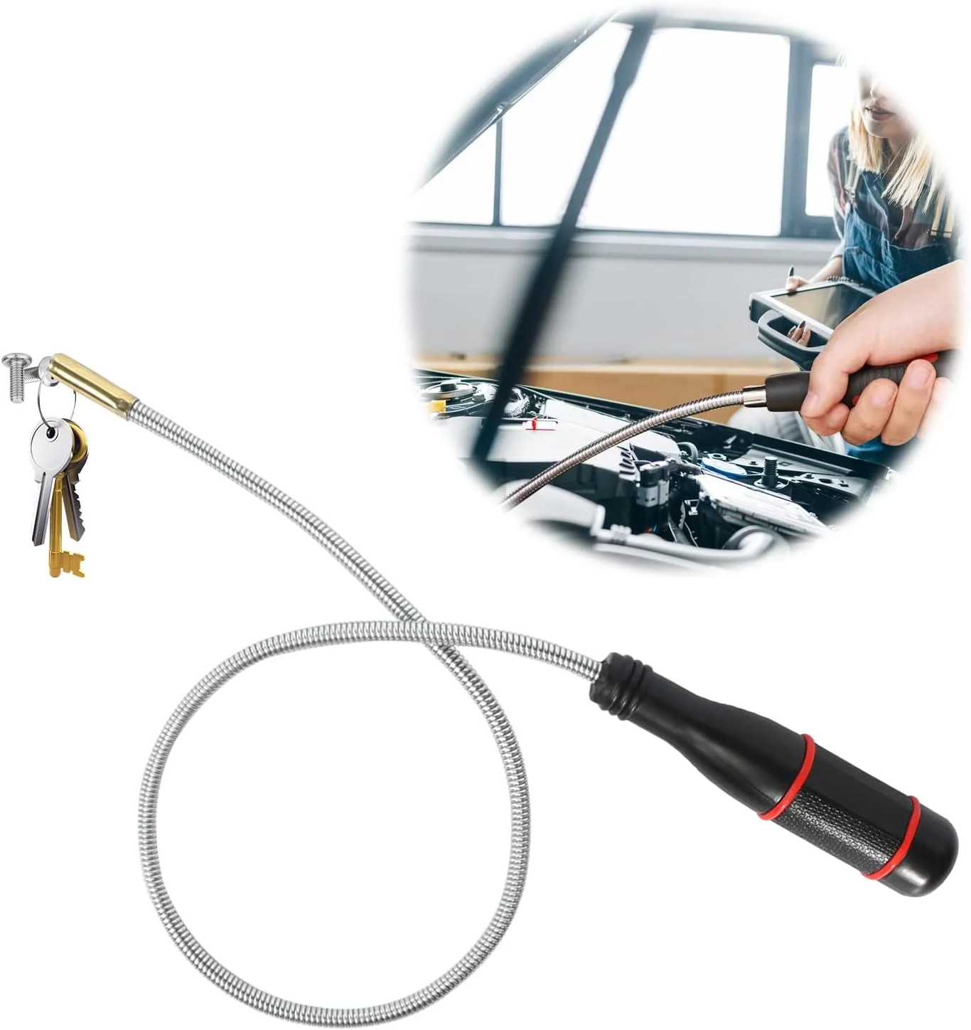 گیره مغناطیسی میله ای AOROPS با گردن غازی انعطاف پذیر 500 میلی متری، گیره مغناطیسی قابل حمل و خم شو، آهنربای میله ای قوی و انعطاف پذیر برای برداشتن قطعات کوچک و اشیاء فلزی