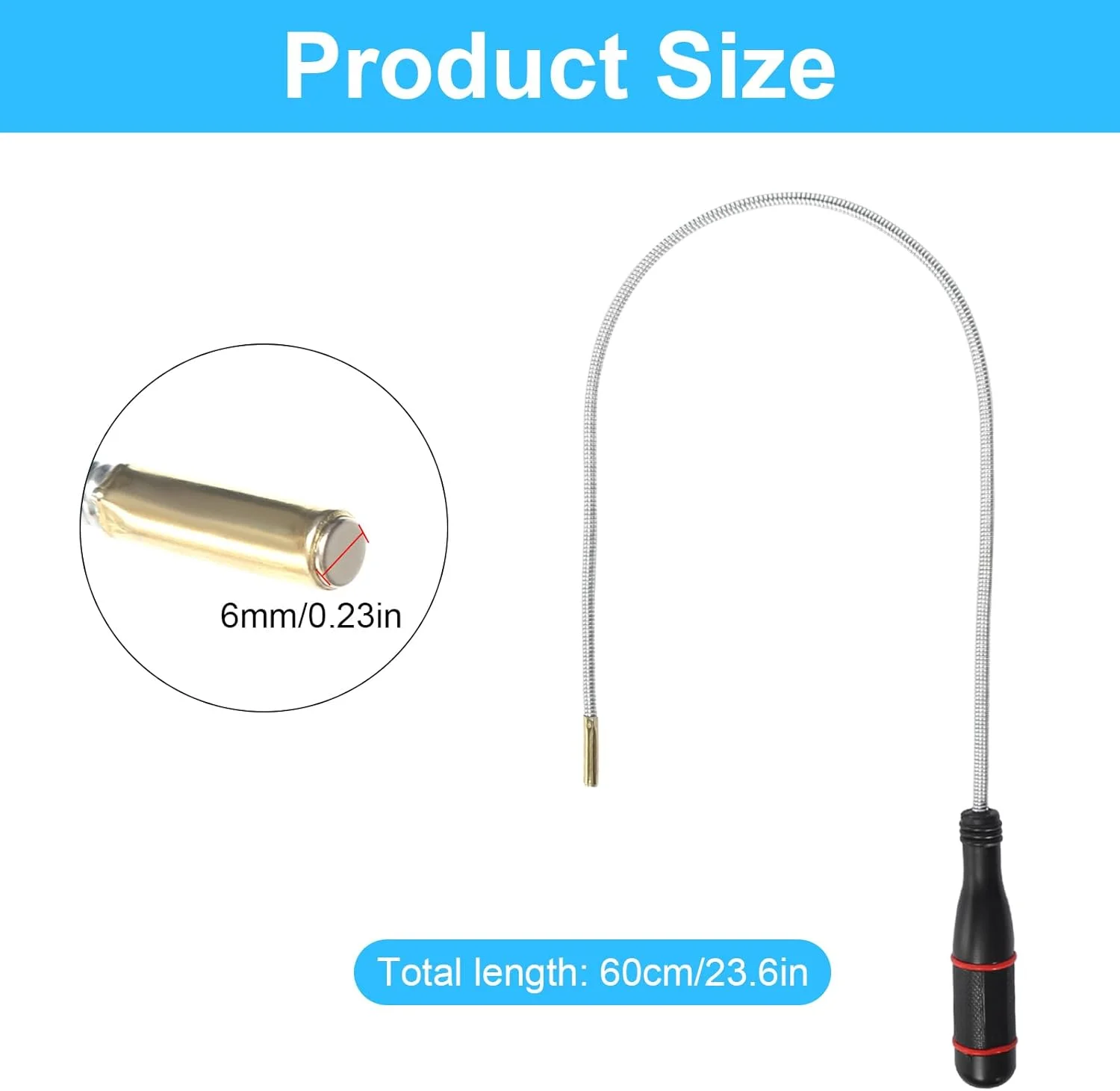 گیره مغناطیسی میله ای AOROPS با گردن غازی انعطاف پذیر 500 میلی متری، گیره مغناطیسی قابل حمل و خم شو، آهنربای میله ای قوی و انعطاف پذیر برای برداشتن قطعات کوچک و اشیاء فلزی