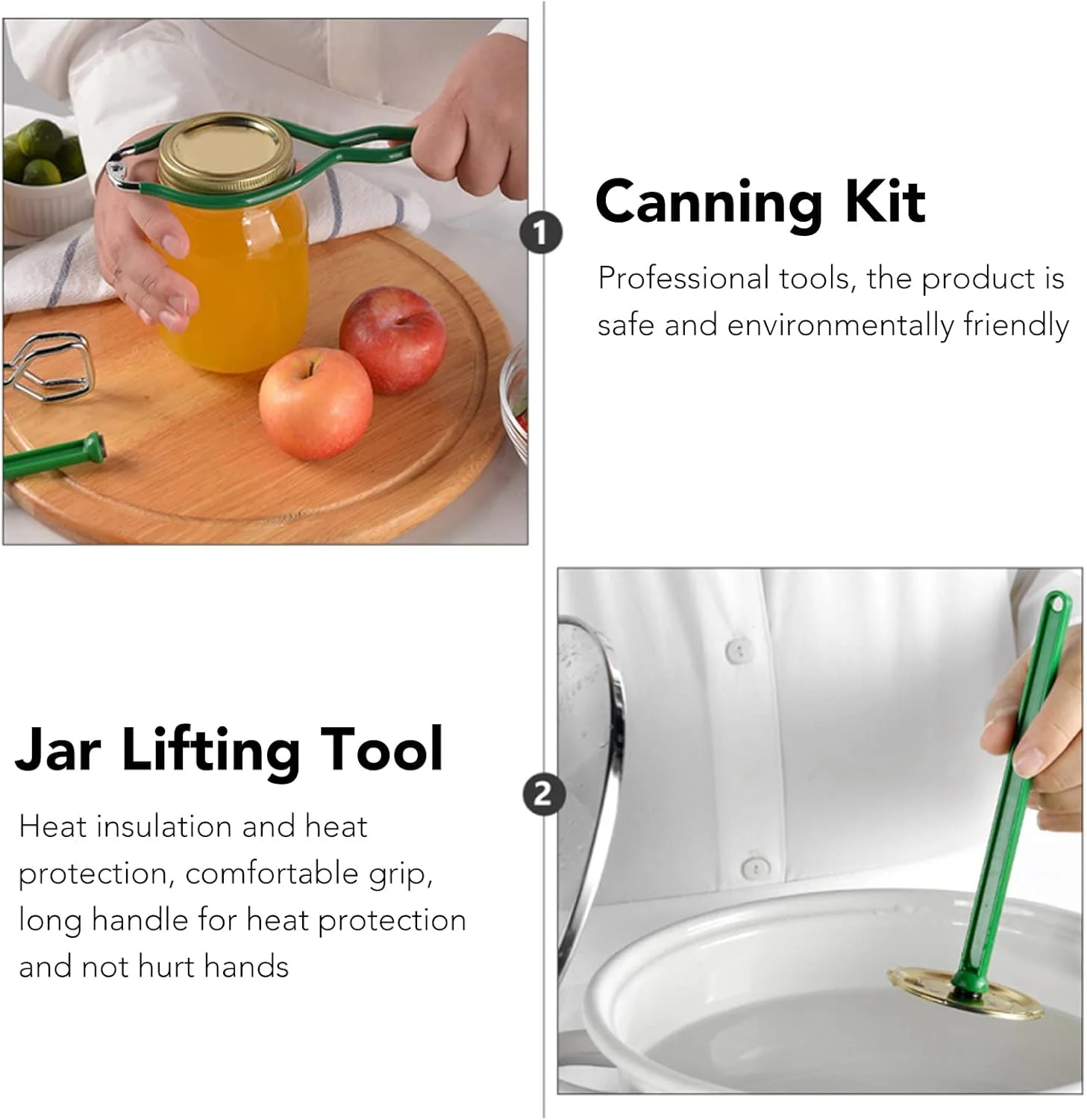 ست گیره ضد جوش، ست 6 تکه کنسرو کردن شامل قیف کنسرو، انبر، حباب گیر، آچار شیشه، بالابر شیشه، بالابر درب مغناطیسی، ست مربا سازی