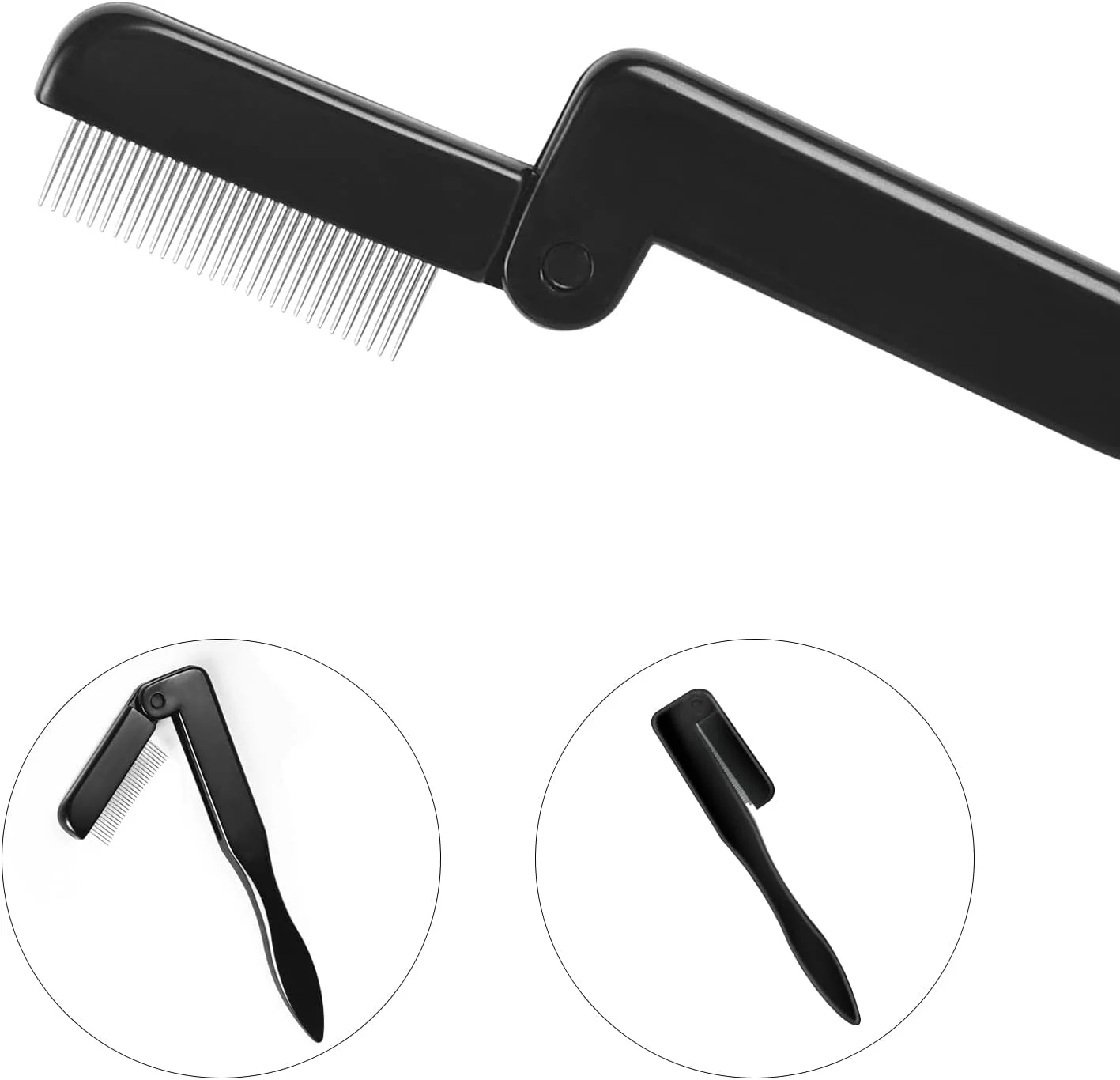 ست برس ابرو و شانه مژه حرفه ای 2 عددی - ابزارهای زیبایی تاشو قابل حمل با دندانه های فلزی برای جداسازی و حالت دهی بی نقص مژه ها
