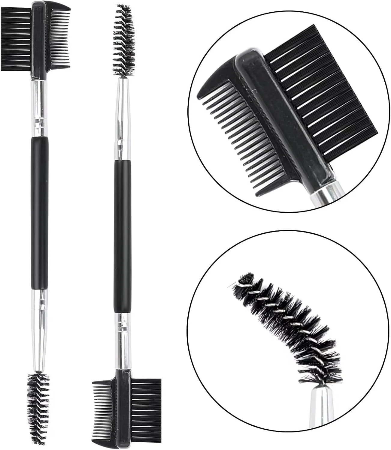 ست 2 عددی برس آرایشی ابرو و مژه 3 سر، شانه مژه، برس دو سر، ابزار آرایش و مرتب سازی با 3 برس اسپولی متفاوت برای جدا کردن مژه ها، از بین بردن توده های ریمل و مرتب کردن ابروها ست 2 عددی برس آرایشی ابرو و مژه 3 سر، شانه مژه، برس دو سر، ابزار آرایش و مرتب سازی با 3 برس اسپولی متفاوت برای جدا کردن مژه ها، از بین بردن توده های ریمل و مرتب کردن ابروها