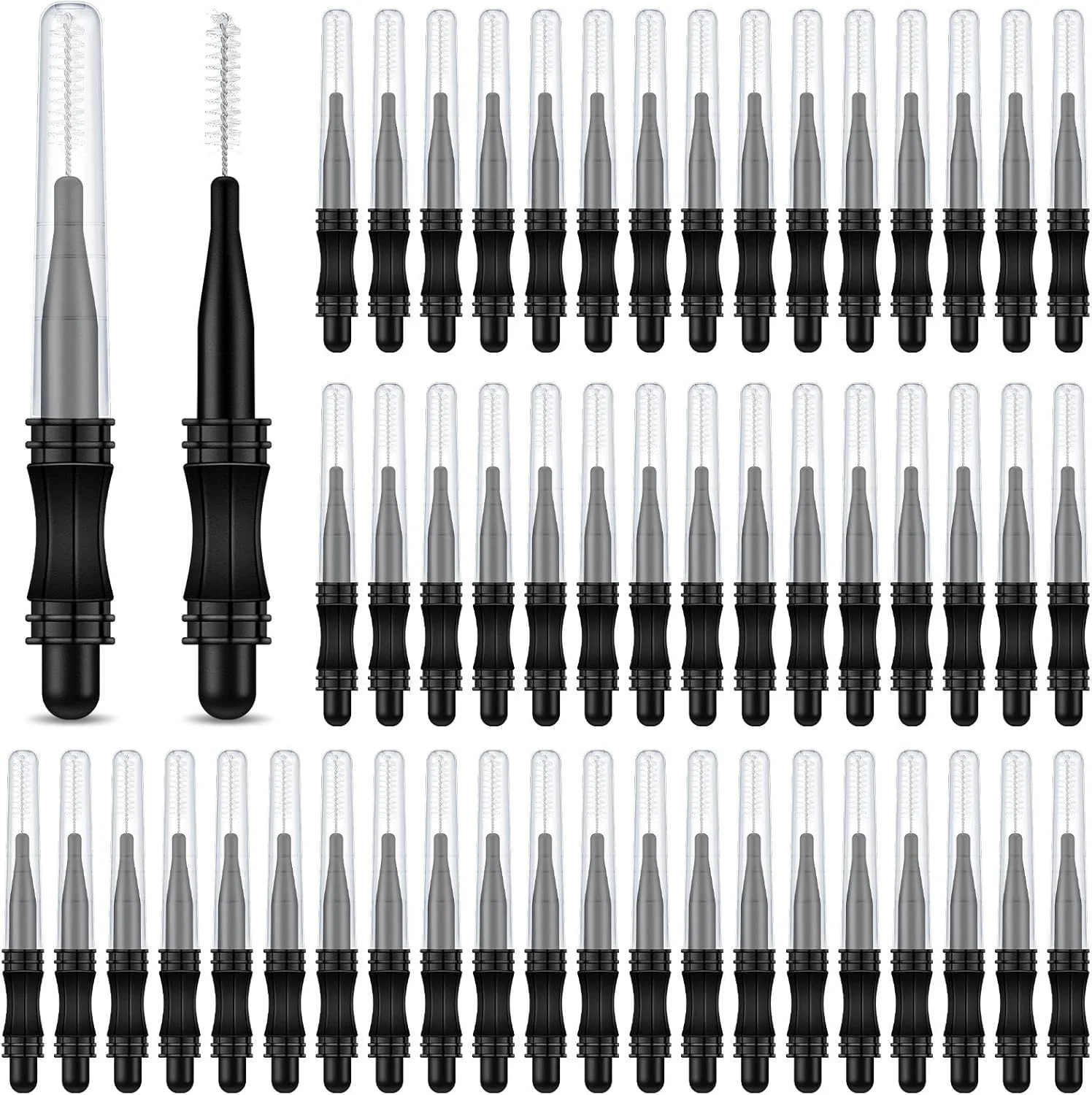 100 عدد برس ابرو میکرو با درپوش، برس ابرو برای لمینت ابرو، برس پرکننده مژه، ابزار لیفت ابرو برای اکستنشن مژه