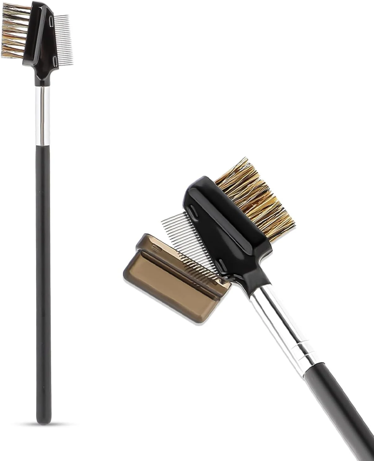 1 عدد برس ابرو، شانه مژه فلزی، شانه ابرو دوگانه قابل استفاده مجدد، برس آرایش ابرو شانه مژه برای اکستنشن مژه (موهای برس)