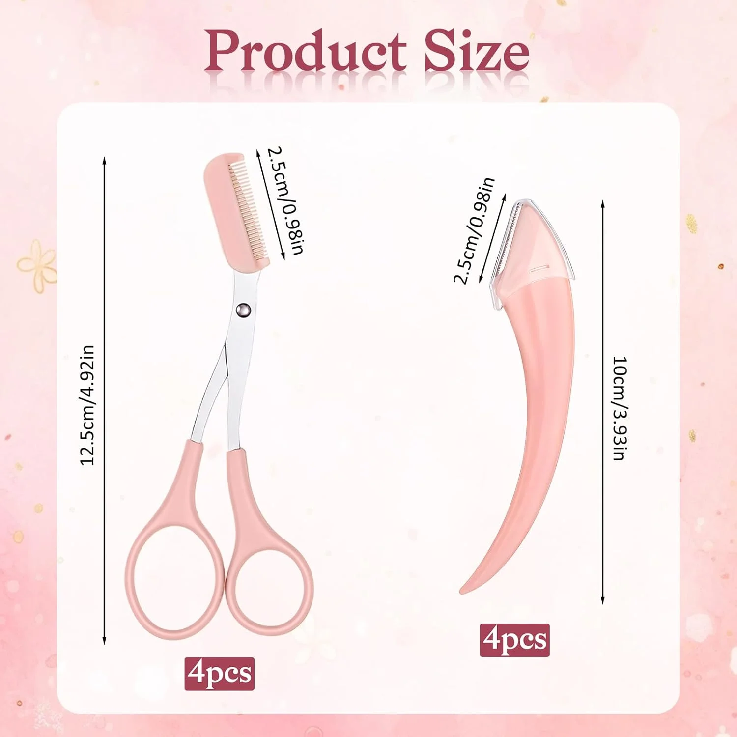 ست اصلاح ابرو زنانه، 8 تکه قیچی ابرو استیل ضد زنگ به همراه شانه، تیغ ابرو منحنی، لوازم جانبی اصلاح مو، کیت آرایش ابرو برای مبتدیان، اصلاح ابرو، اصلاح ریش