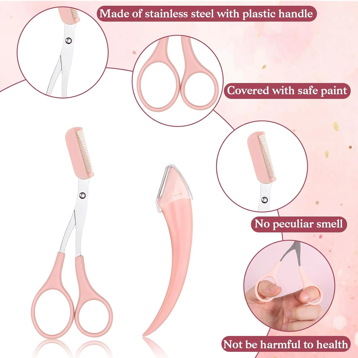 ست اصلاح ابرو زنانه، 8 تکه قیچی ابرو استیل ضد زنگ به همراه شانه، تیغ ابرو منحنی، لوازم جانبی اصلاح مو، کیت آرایش ابرو برای مبتدیان، اصلاح ابرو، اصلاح ریش