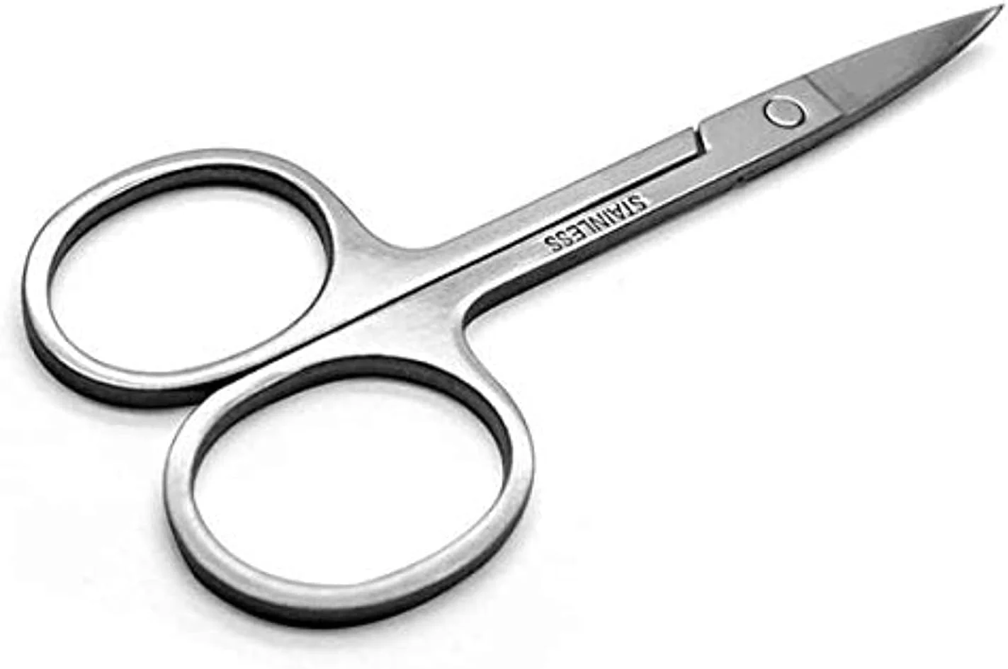 قیچی استیل ضد زنگ با تیغه های لبه تیز منحنی برای ابرو، موهای صورت و مژه مصنوعی 2986