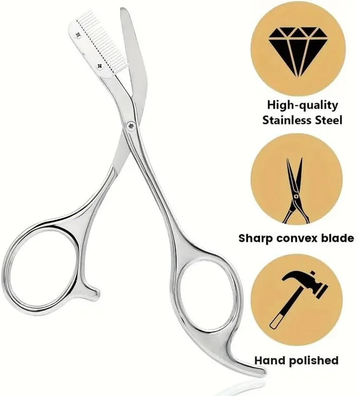 قیچی ابرو استیل ضد زنگ با شانه، ابزار مرتب سازی و حالت دهی، ست مراقبت از صورت قیچی ابرو استیل ضد زنگ با شانه، ابزار مرتب سازی و حالت دهی، ست مراقبت از صورت