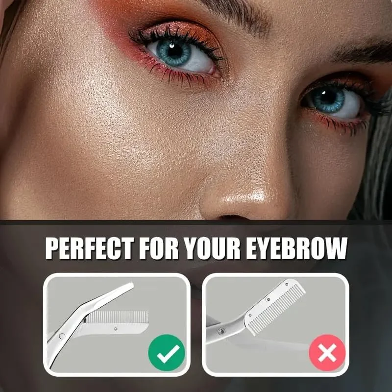 قیچی ابرو استیل ضد زنگ با شانه، ابزار مرتب سازی و حالت دهی، ست مراقبت از صورت قیچی ابرو استیل ضد زنگ با شانه، ابزار مرتب سازی و حالت دهی، ست مراقبت از صورت