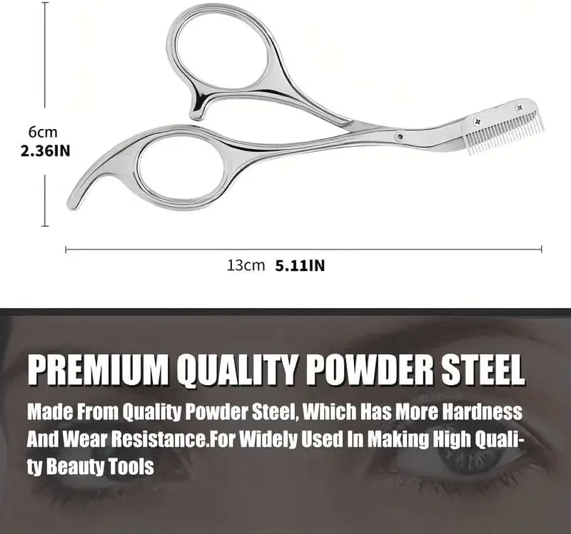 قیچی ابرو استیل ضد زنگ با شانه، ابزار مرتب سازی و حالت دهی، ست مراقبت از صورت قیچی ابرو استیل ضد زنگ با شانه، ابزار مرتب سازی و حالت دهی، ست مراقبت از صورت