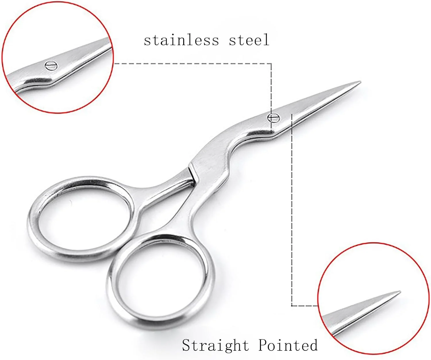 قیچی حالت دهنده ابرو، 2 عدد قیچی اصلاح ابرو استیل ضد زنگ برای زنان و مردان (نقره ای) قیچی حالت دهنده ابرو، 2 عدد قیچی اصلاح ابرو استیل ضد زنگ برای زنان و مردان (نقره ای)