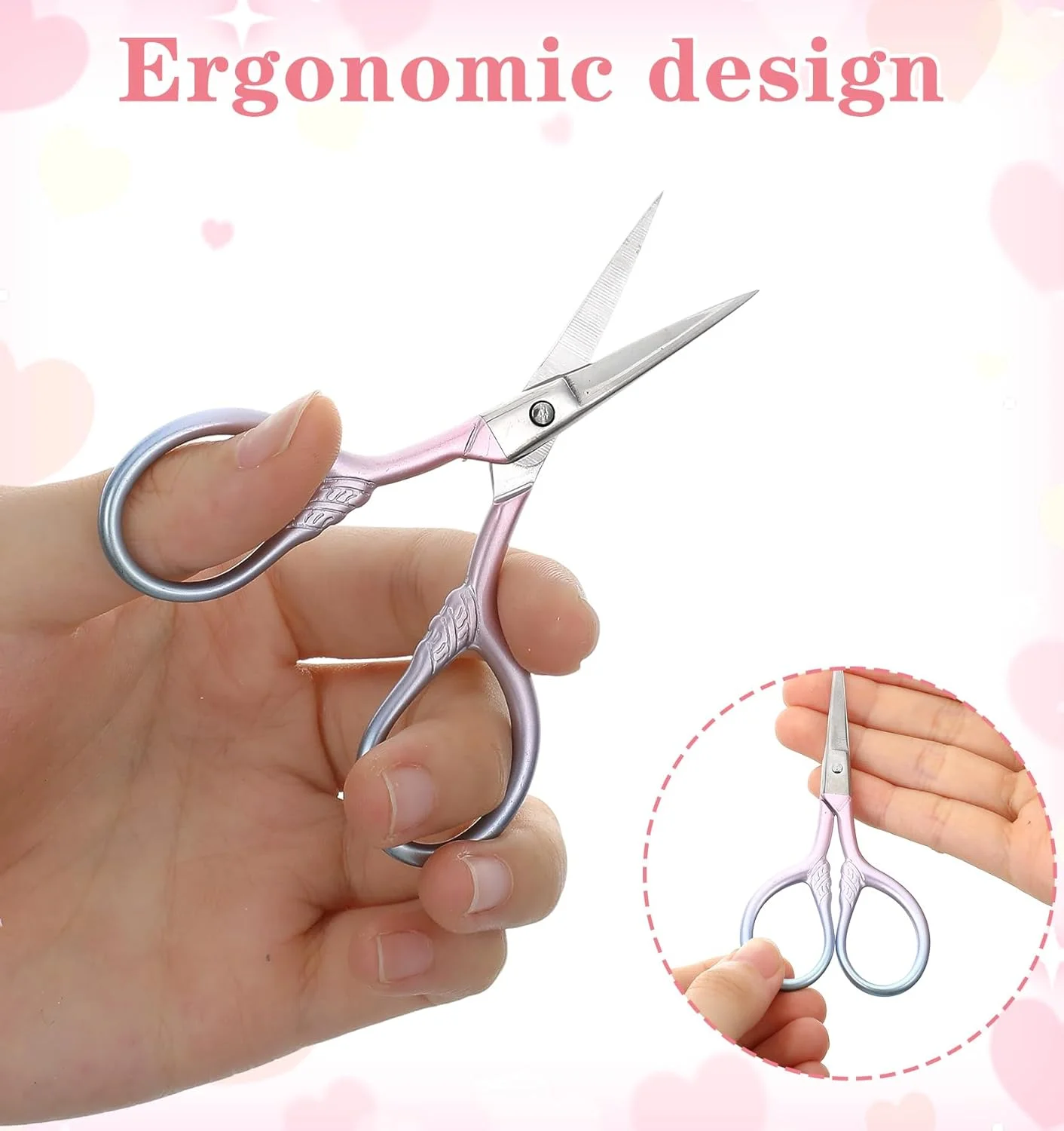 قیچی های تیز کوچک، 2 عدد قیچی ابرو، قیچی مینی 9 سانتی متری با 2 جلد چرمی برای اصلاح موهای صورت، ابروها، ریش، بینی، سبیل (گرادیان صورتی آبی) مخصوص بانوان قیچی های تیز کوچک، 2 عدد قیچی ابرو، قیچی مینی 9 سانتی متری با 2 جلد چرمی برای اصلاح موهای صورت، ابروها، ریش، بینی، سبیل (گرادیان صورتی آبی) مخصوص بانوان