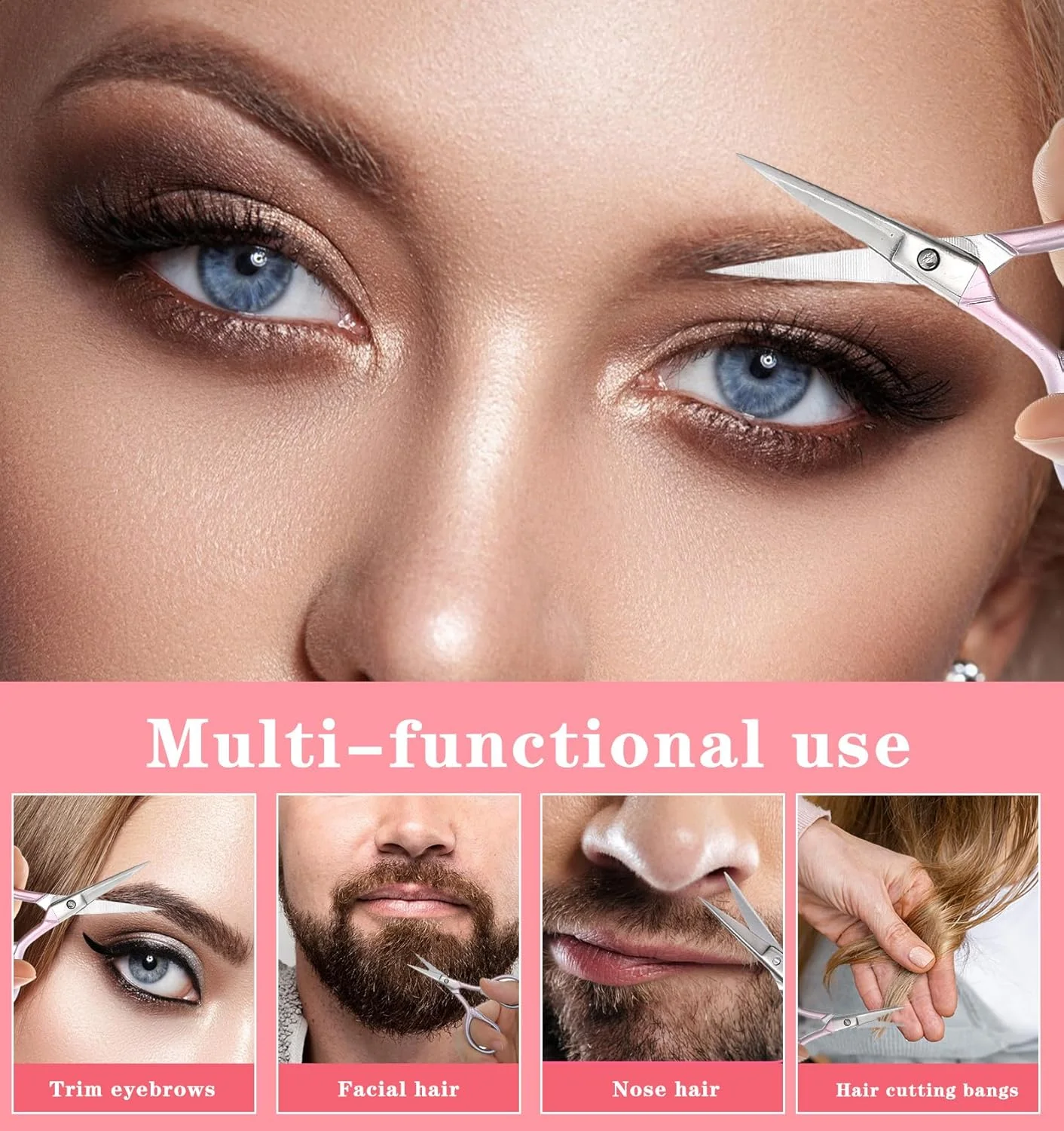 قیچی های تیز کوچک، 2 عدد قیچی ابرو، قیچی مینی 9 سانتی متری با 2 جلد چرمی برای اصلاح موهای صورت، ابروها، ریش، بینی، سبیل (گرادیان صورتی آبی) مخصوص بانوان قیچی های تیز کوچک، 2 عدد قیچی ابرو، قیچی مینی 9 سانتی متری با 2 جلد چرمی برای اصلاح موهای صورت، ابروها، ریش، بینی، سبیل (گرادیان صورتی آبی) مخصوص بانوان