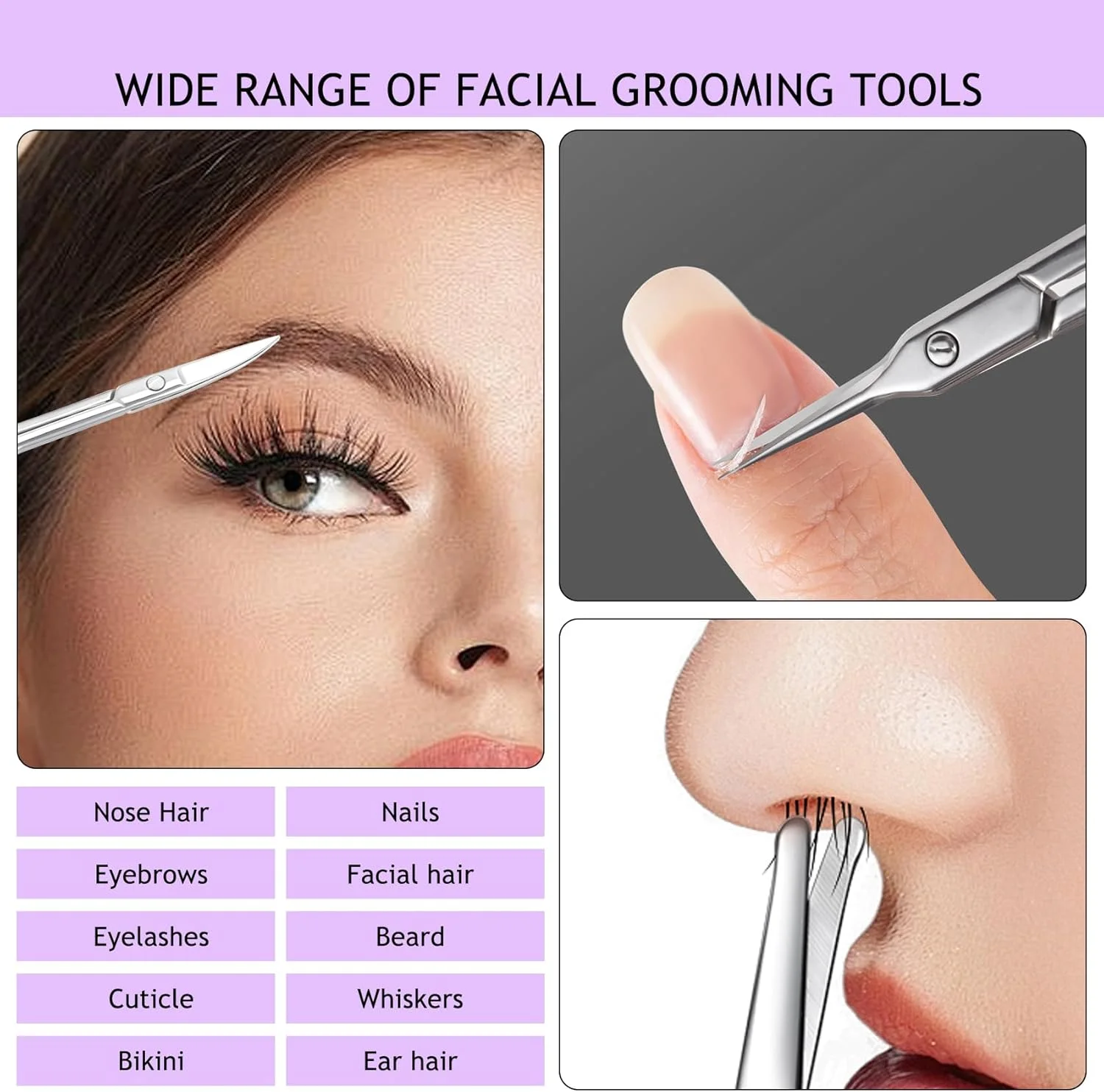 ست 3 عددی استیل ضد زنگ چند منظوره SKYPIA برای زیبایی و مرتب کردن ابرو، مناسب برای موهای صورت، بینی، گوش و ابرو ست 3 عددی استیل ضد زنگ چند منظوره SKYPIA برای زیبایی و مرتب کردن ابرو، مناسب برای موهای صورت، بینی، گوش و ابرو