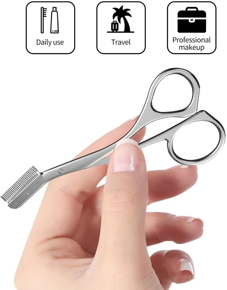 قیچی اصلاح ابرو Sclwlkeyxgs به همراه شانه، قیچی ابرو با شانه، موزن ابرو برای آقایان/بانوان، تیغ ابرو، به همراه برس قیچی اصلاح ابرو Sclwlkeyxgs به همراه شانه، قیچی ابرو با شانه، موزن ابرو برای آقایان/بانوان، تیغ ابرو، به همراه برس