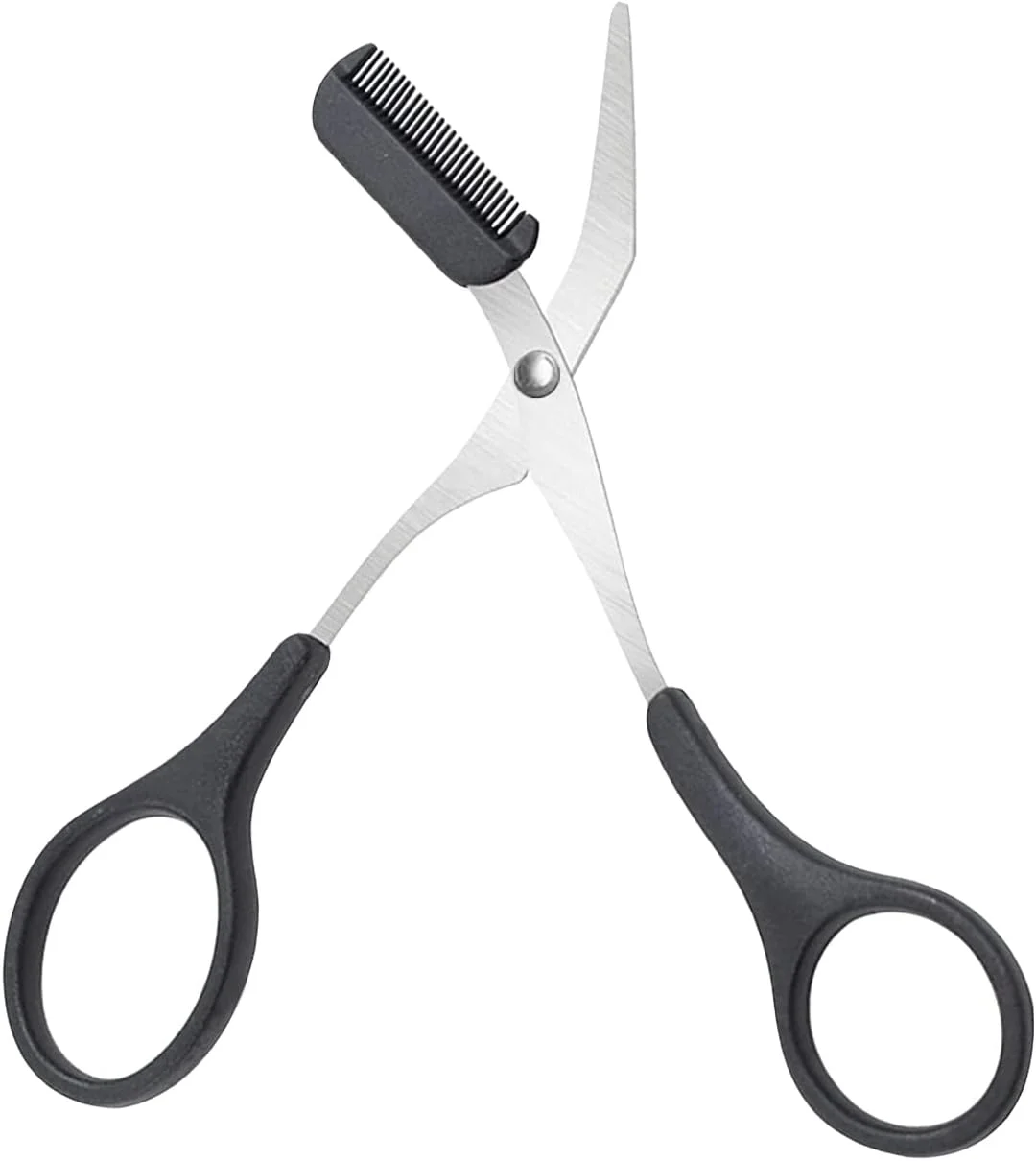 قیچی ابرو با شانه، موزن ابرو حرفه ای و دقیق، قیچی اصلاح ابرو با دستگیره های ضد لغزش، لوازم جانبی زیبایی برای از بین بردن موهای زائد مردان و زنان (مشکی)