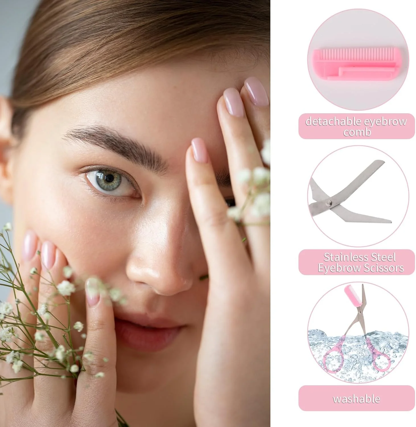 قیچی ابرو شانه دار 4 عددی، موزن ابرو حرفه ای و دقیق، قابل حمل، ضد لغزش، استیل ضد زنگ قیچی ابرو شانه دار 4 عددی، موزن ابرو حرفه ای و دقیق، قابل حمل، ضد لغزش، استیل ضد زنگ