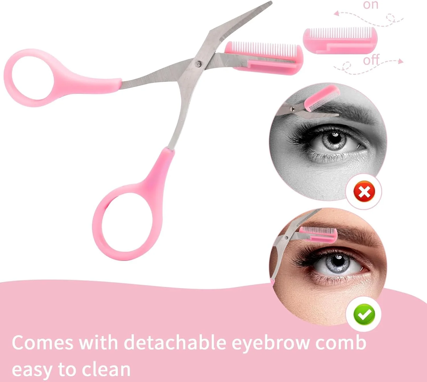 قیچی ابرو شانه دار 4 عددی، موزن ابرو حرفه ای و دقیق، قابل حمل، ضد لغزش، استیل ضد زنگ قیچی ابرو شانه دار 4 عددی، موزن ابرو حرفه ای و دقیق، قابل حمل، ضد لغزش، استیل ضد زنگ