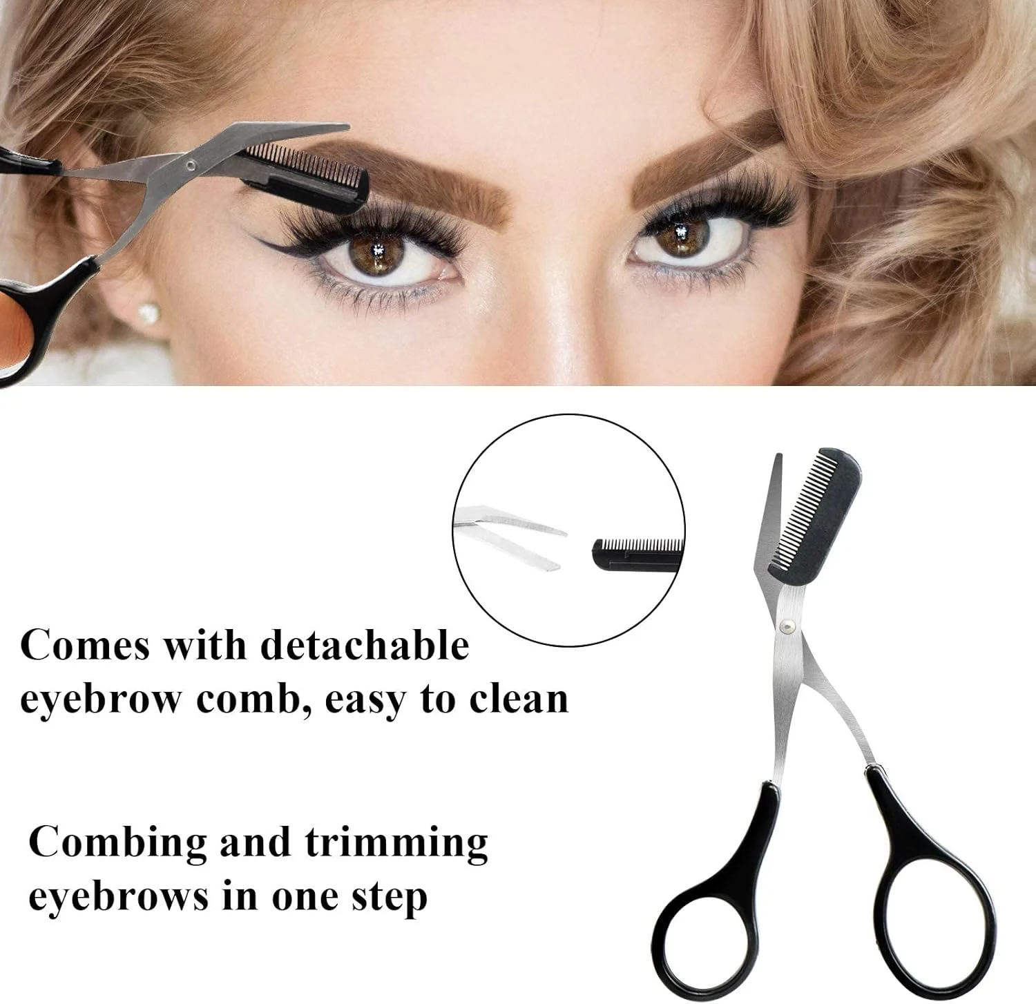 قیچی ابرو با شانه، موزن ابرو حرفه ای و دقیق، قیچی اصلاح ابرو با دستگیره های ضد لغزش، لوازم جانبی زیبایی برای از بین بردن موهای زائد مردان و زنان (مشکی) قیچی ابرو با شانه، موزن ابرو حرفه ای و دقیق، قیچی اصلاح ابرو با دستگیره های ضد لغزش، لوازم جانبی زیبایی برای از بین بردن موهای زائد مردان و زنان (مشکی)