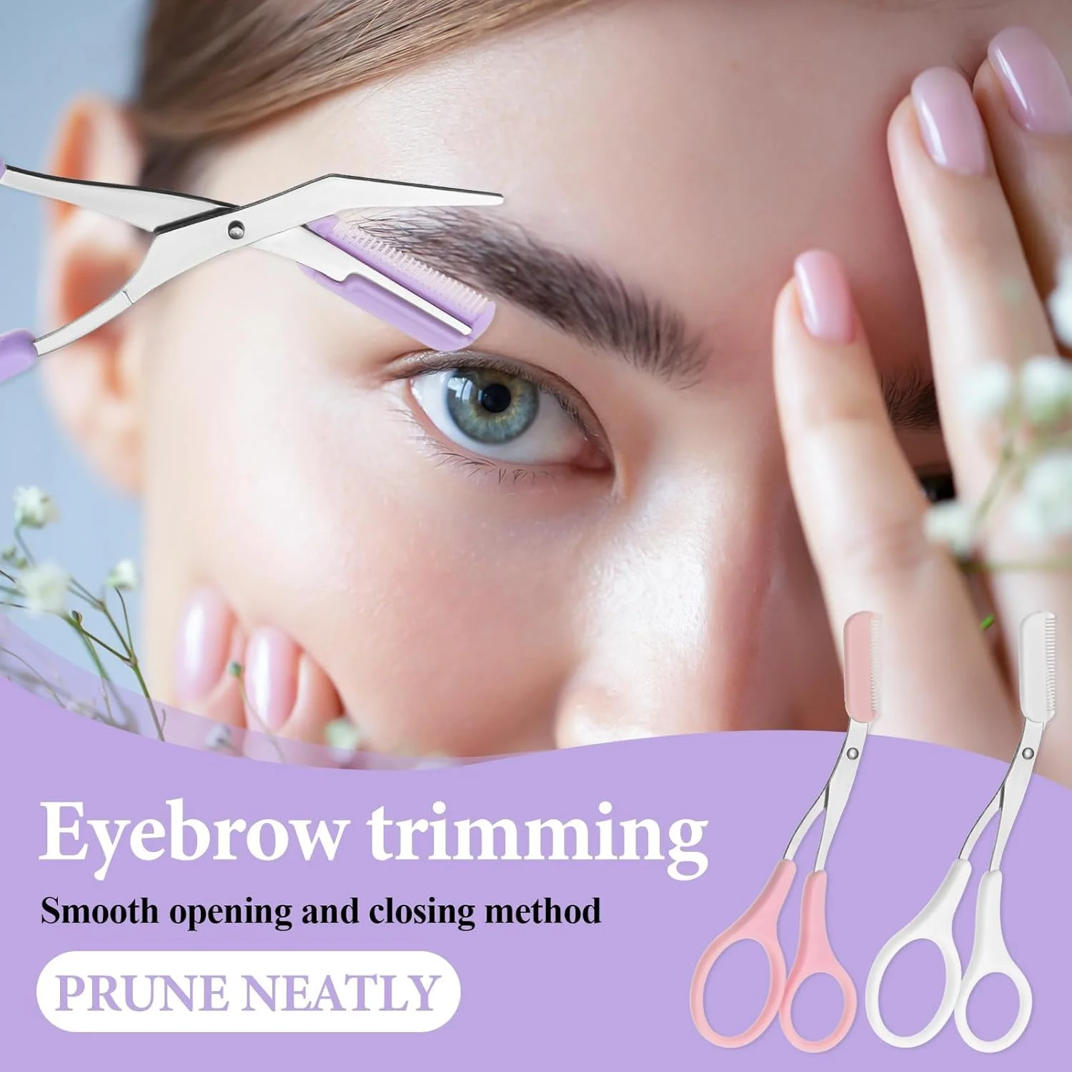 قیچی ابرو شانه دار 4 عددی، موزن ابرو حرفه ای و دقیق، قابل حمل، ضد لغزش، استیل ضد زنگ قیچی ابرو شانه دار 4 عددی، موزن ابرو حرفه ای و دقیق، قابل حمل، ضد لغزش، استیل ضد زنگ