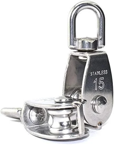 قرقره تک چرخ هرزگرد بارگیری طناب بالابر WildCard India | بسته 4 عددی قرقره بلوک طناب بالابر چرخ تکی سنگین M15 (نقره ای، مجموعه 4 عددی)