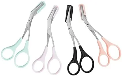 قیچی ابرو زنانه، قیچی اصلاح ابرو به همراه شانه، ابزار دستی برای فرم دادن و اصلاح موهای مژه قیچی ابرو زنانه، قیچی اصلاح ابرو به همراه شانه، ابزار دستی برای فرم دادن و اصلاح موهای مژه