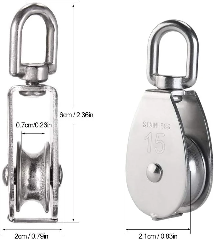 قرقره تک چرخ هرزگرد بارگیری طناب بالابر WildCard India | بسته 4 عددی قرقره بلوک طناب بالابر چرخ تکی سنگین M15 (نقره ای، مجموعه 4 عددی)