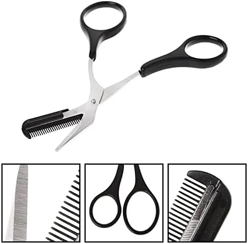 قیچی ابرو زنانه، قیچی اصلاح ابرو به همراه شانه، ابزار دستی برای فرم دادن و اصلاح موهای مژه قیچی ابرو زنانه، قیچی اصلاح ابرو به همراه شانه، ابزار دستی برای فرم دادن و اصلاح موهای مژه