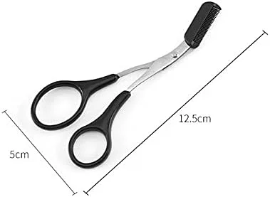 قیچی ابرو زنانه، قیچی اصلاح ابرو به همراه شانه، ابزار دستی برای فرم دادن و اصلاح موهای مژه قیچی ابرو زنانه، قیچی اصلاح ابرو به همراه شانه، ابزار دستی برای فرم دادن و اصلاح موهای مژه